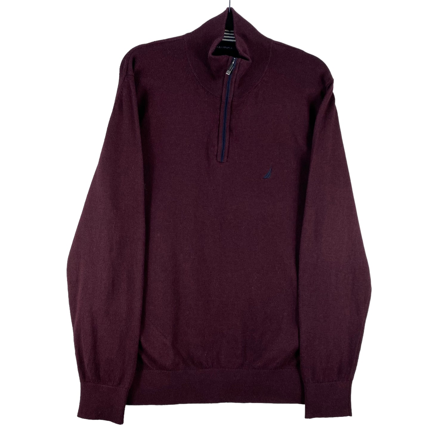 Nautica Maroon Brown Quarter Zip Light Knit Sweater Size M