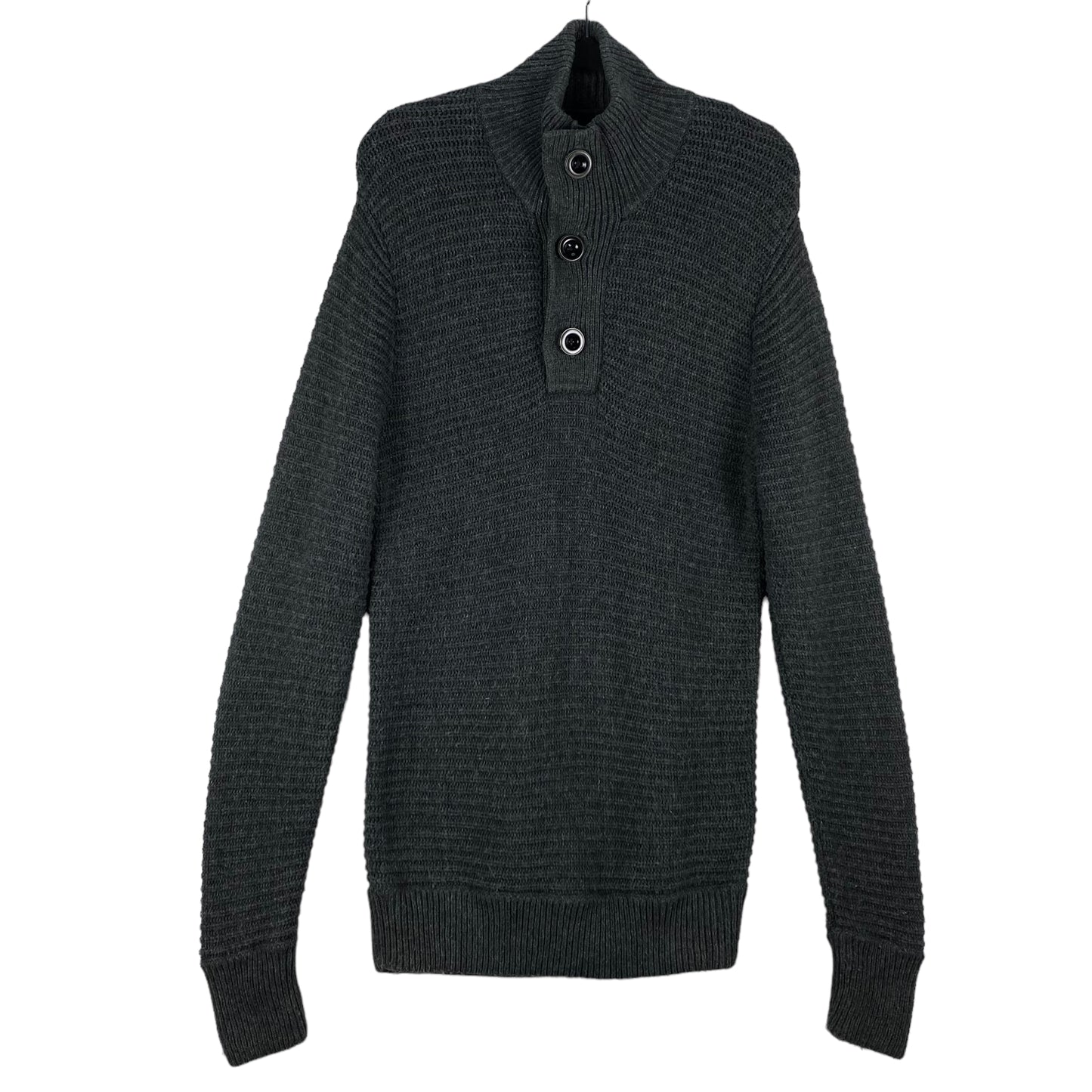 Levis Dark Grey Quarter Button Knit Sweater Size S