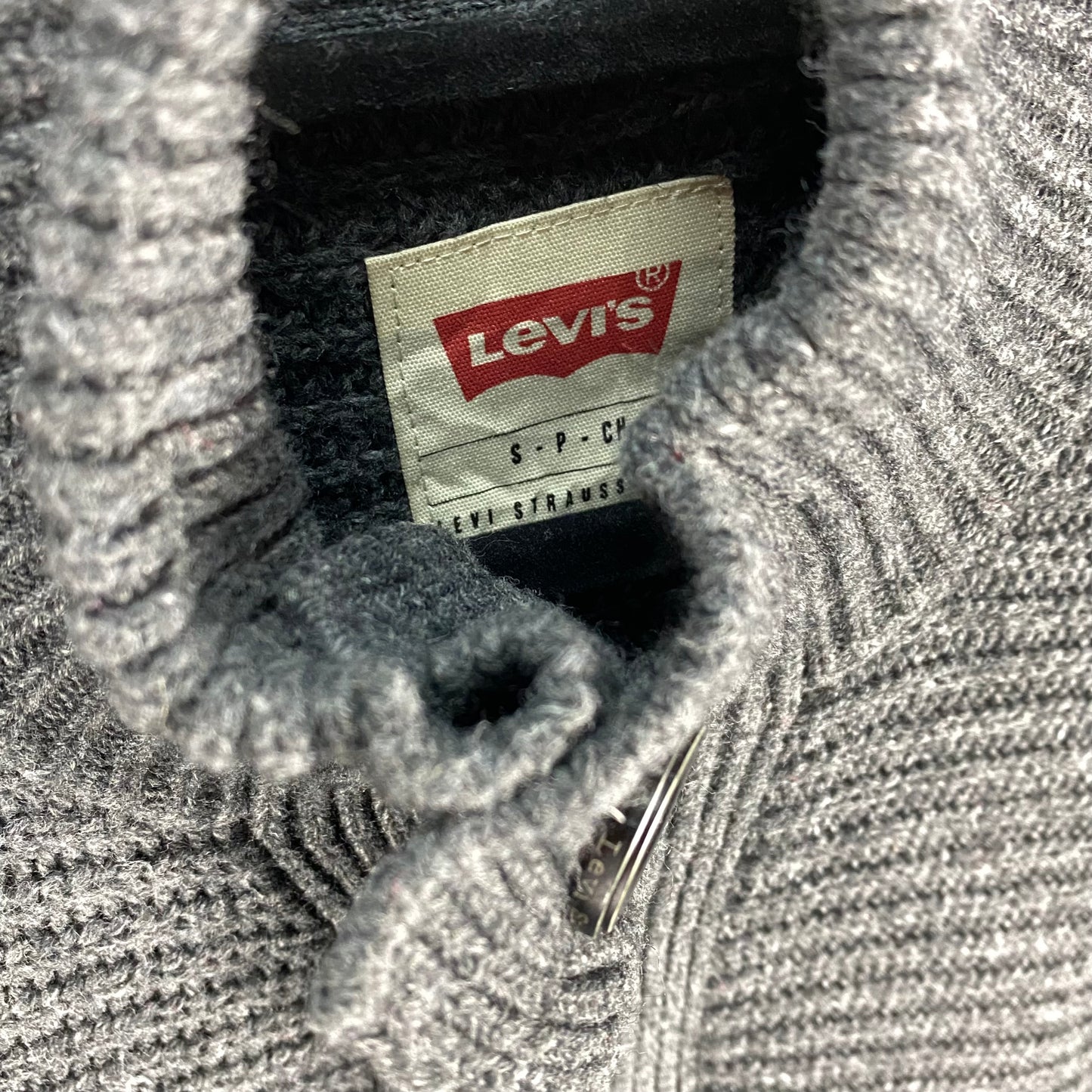 Levis Dark Grey Quarter Button Knit Sweater Size S