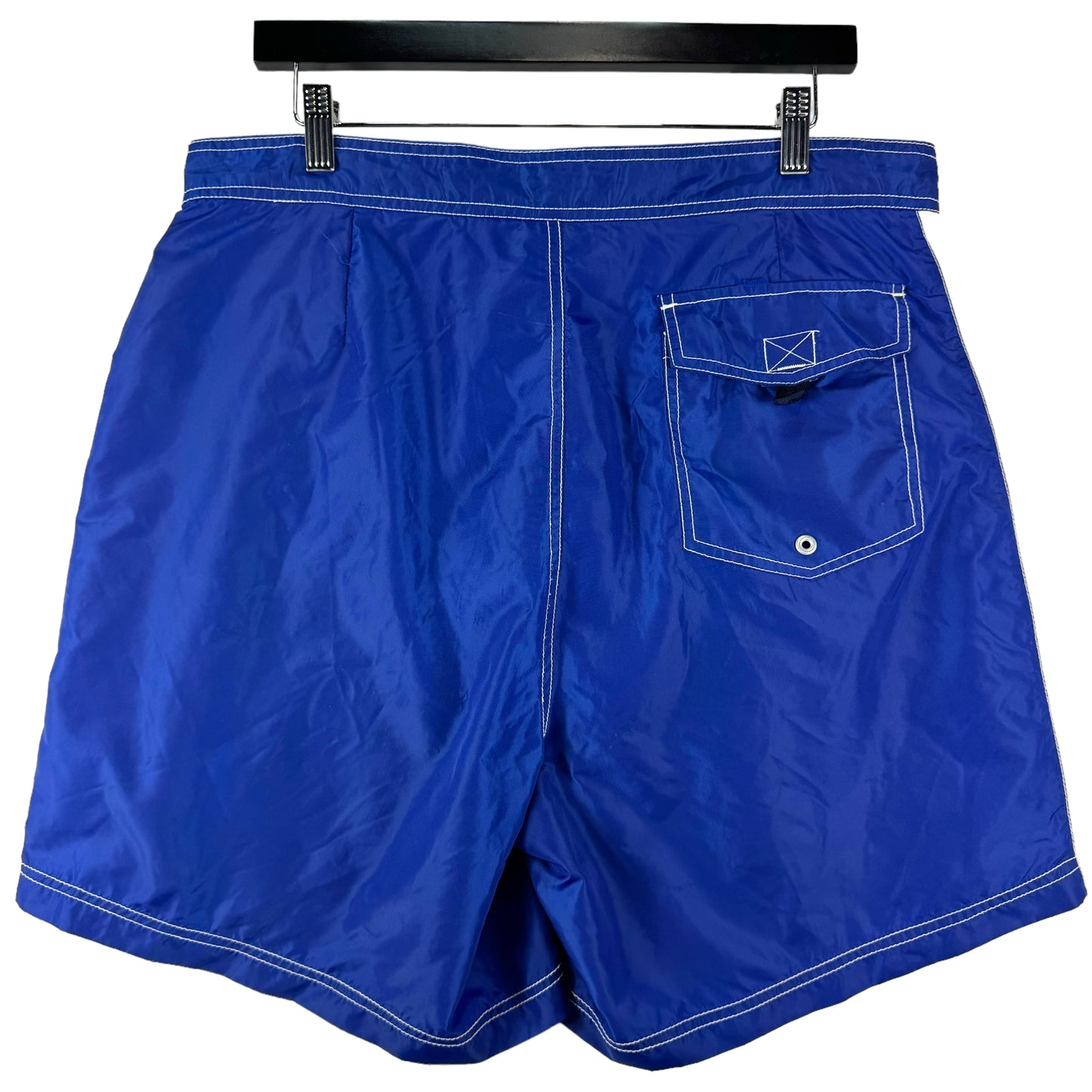 Vintage Tommy Trunks 90's Blue & White Nylon Beach Swim Shorts Size L