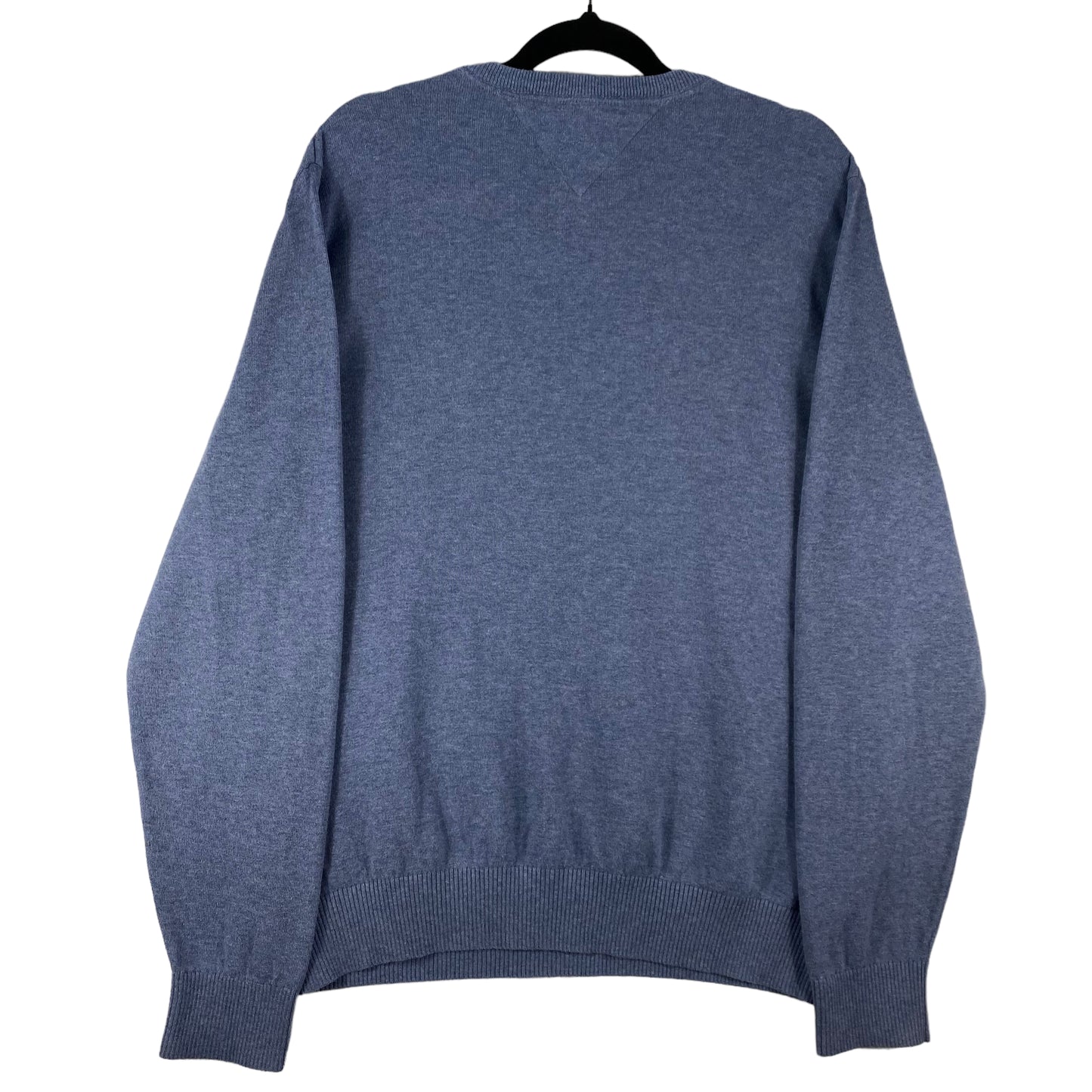 Tommy Hilfiger Steel Blue Diamond Pattern V Neck Knit Sweater Size L