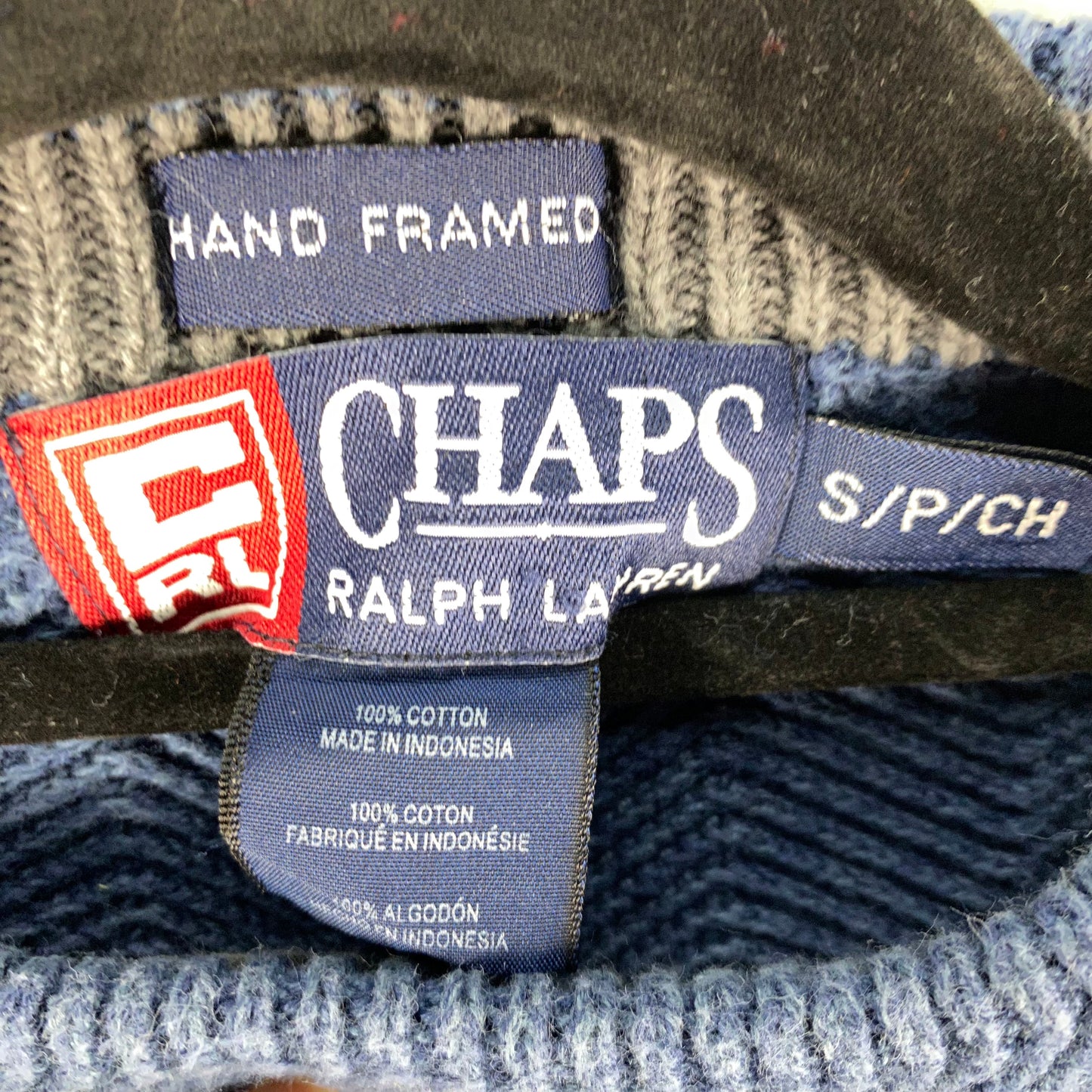 Vintage Ralph Lauren Chaps 90's Steel Blue Thick Knit Sweater Size S