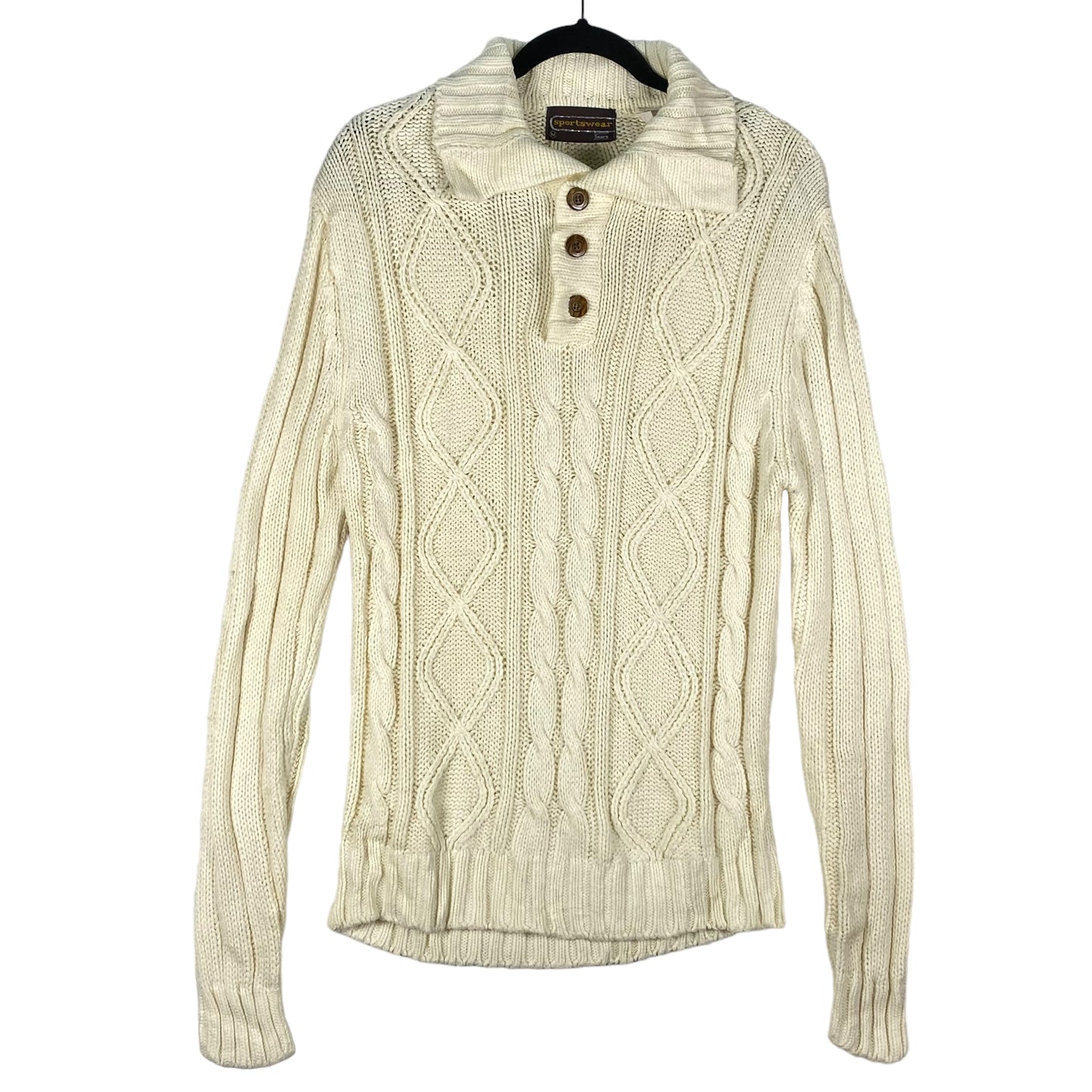 Vintage Sears Sportwear 90's Cream White Arylic Knit Sweater Size M