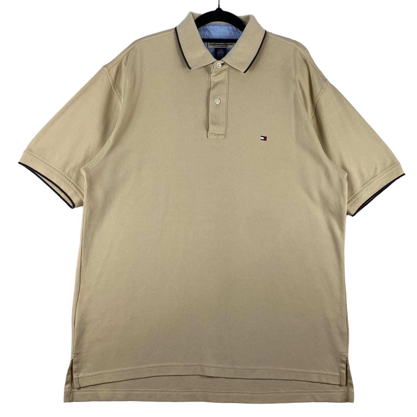 Vintage Tommy Hilfiger Light Brown Stretch Cotton Polo Shirt Size L