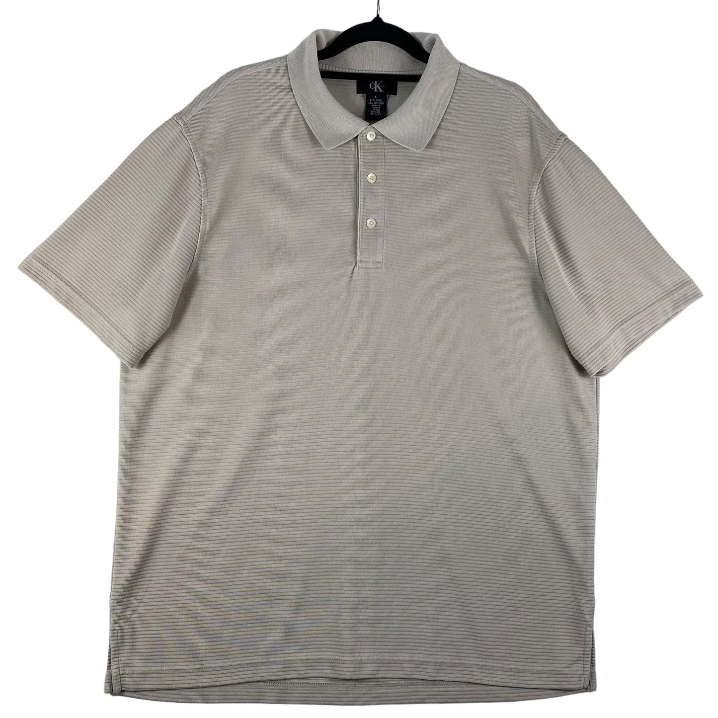 Vintage Calvin Klein 2000's Light Brown Textured Polo Shirt Size L
