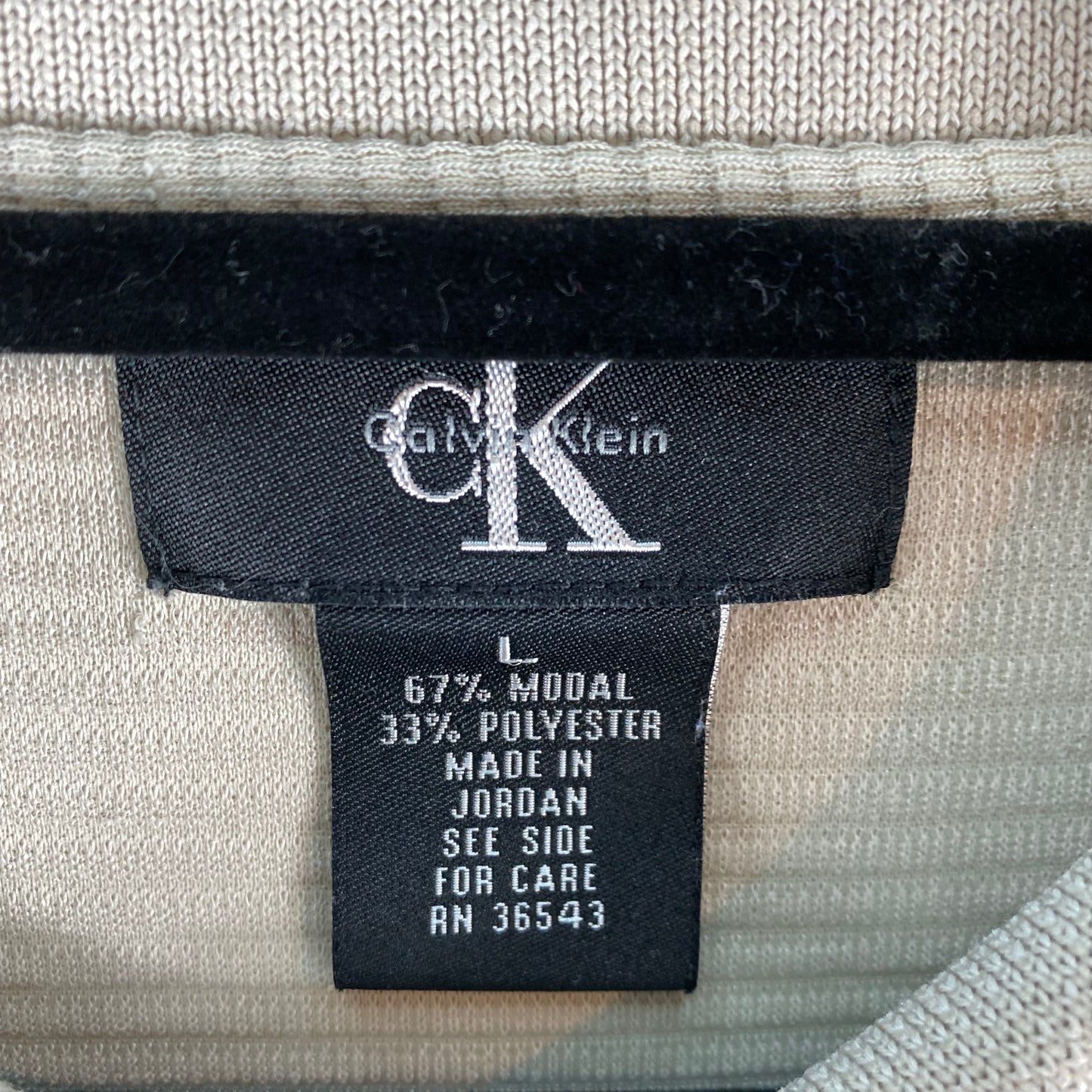 Vintage Calvin Klein 2000's Light Brown Textured Polo Shirt Size L