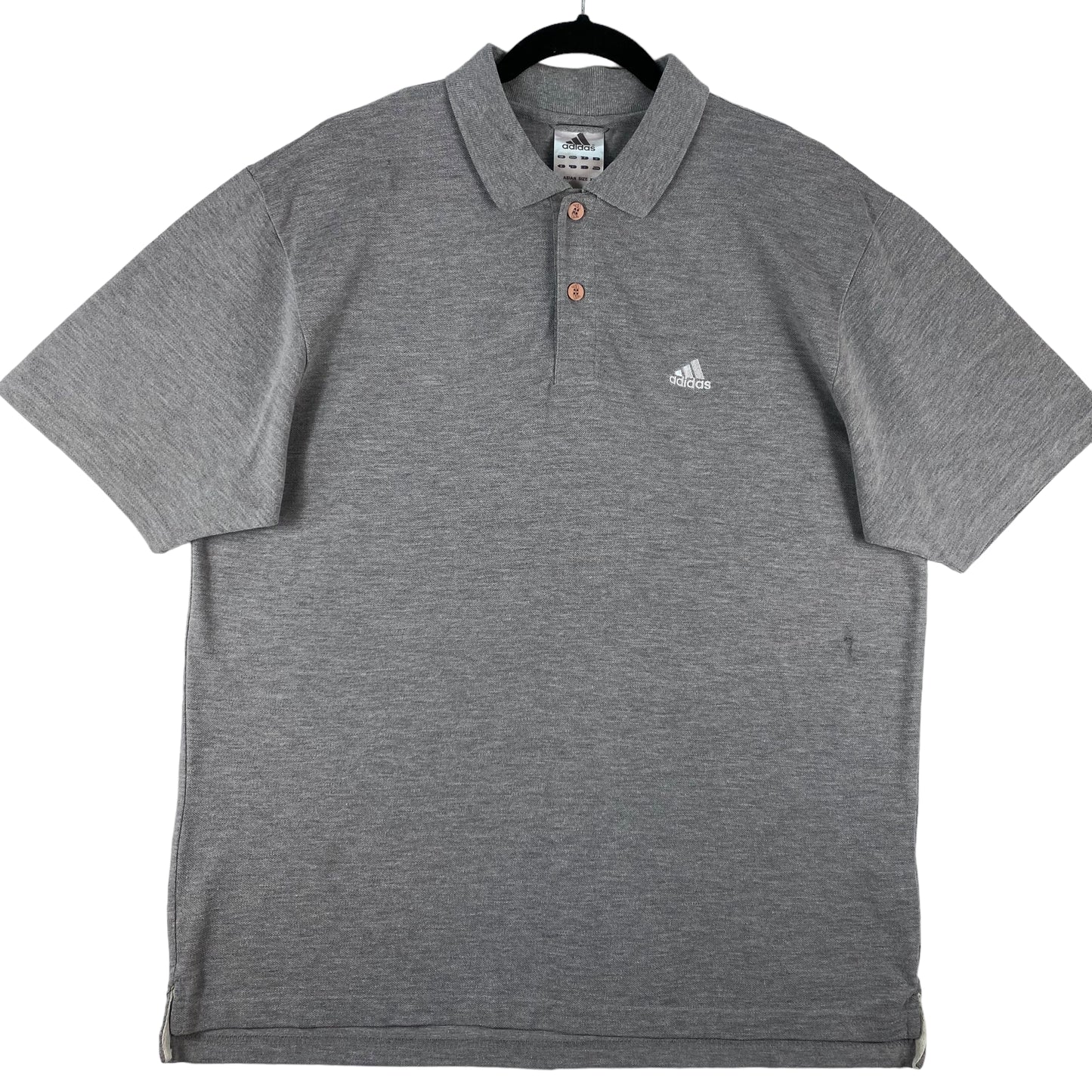 Vintage Adidas 2000's Grey Cotton Polo Shirt Size L