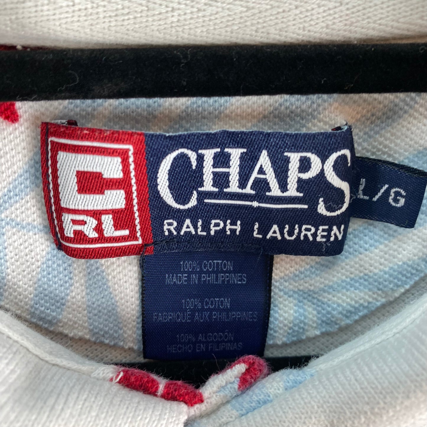 Vintage Ralph Lauren Chaps 90's White Floral Pattern Cotton Polo Shirt Size L