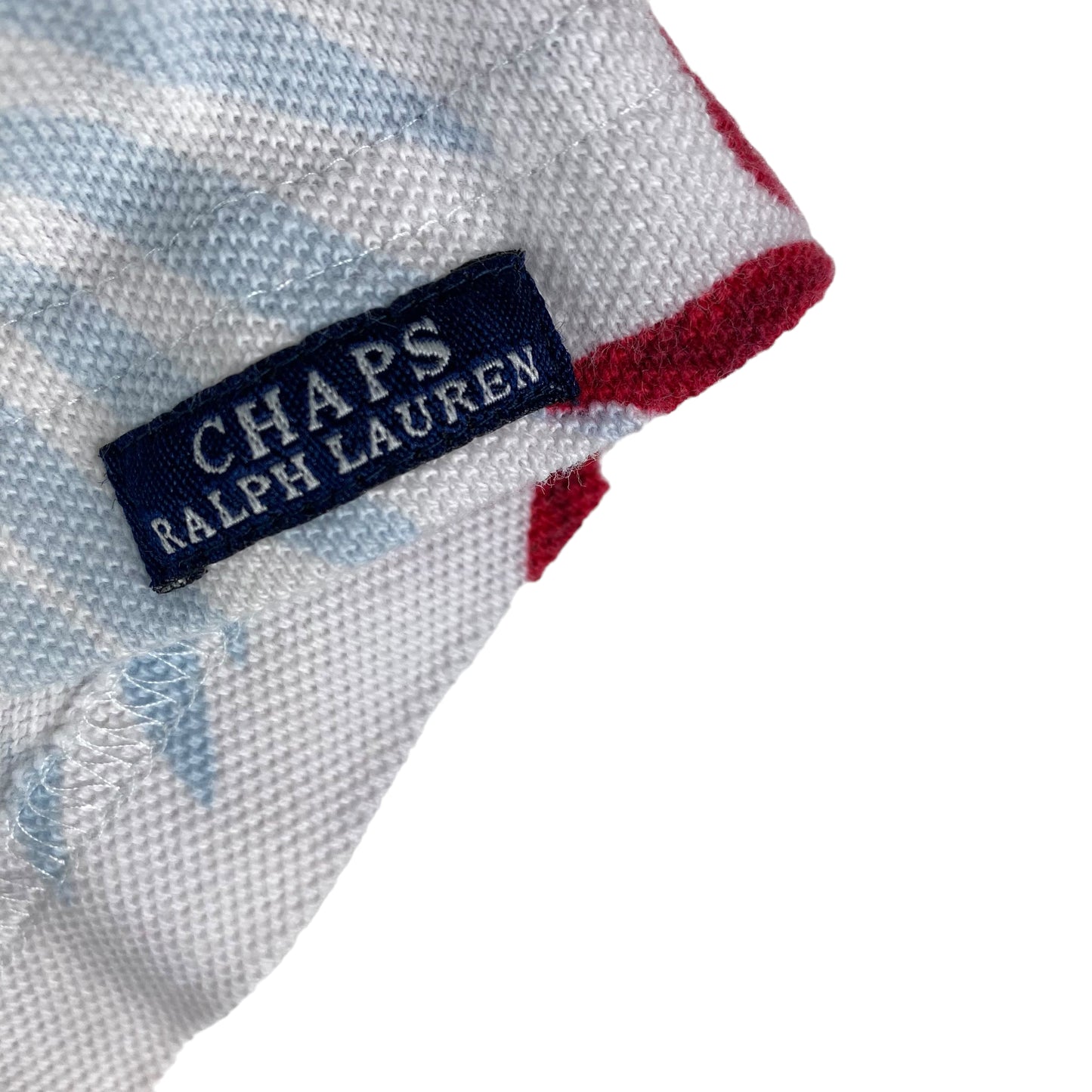 Vintage Ralph Lauren Chaps 90's White Floral Pattern Cotton Polo Shirt Size L