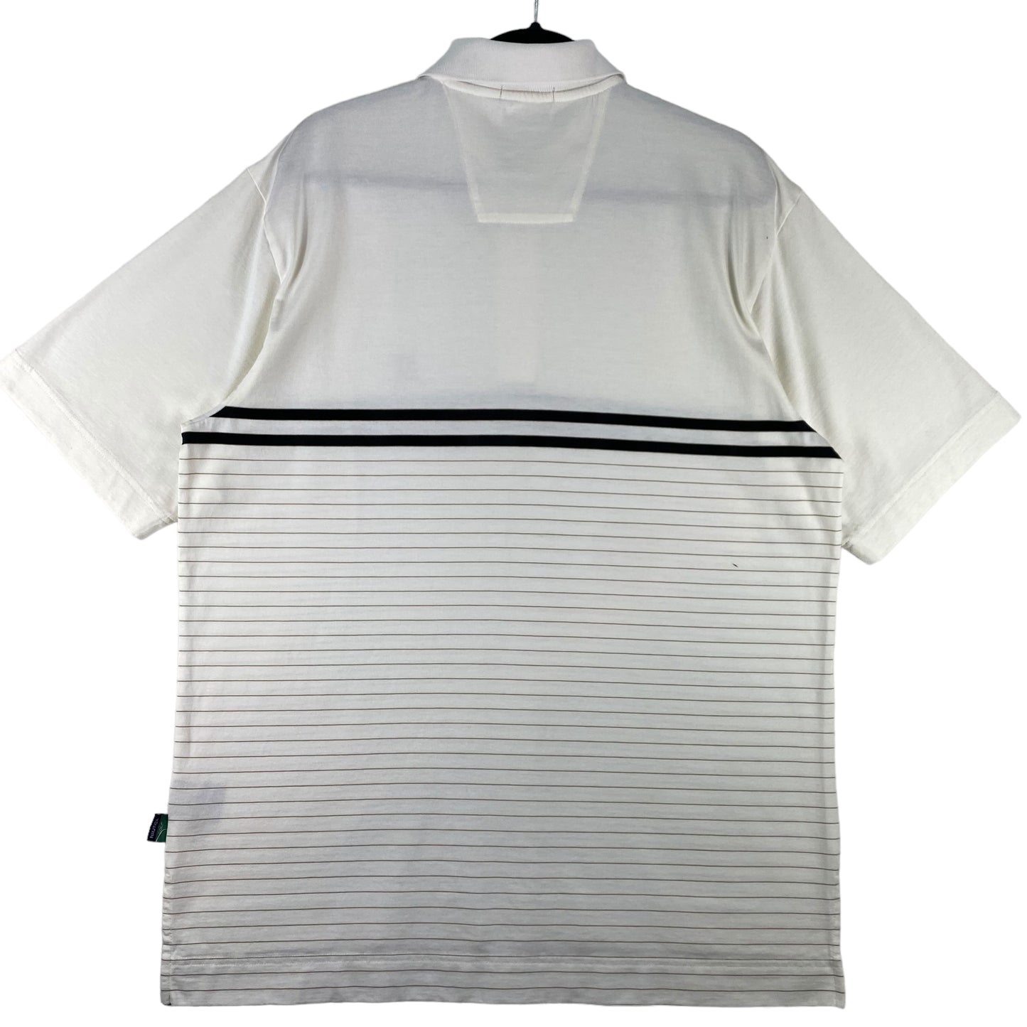 Nautica Golf White Performance Knit Pima Stretch Cotton Striped Polo Shirt Size L