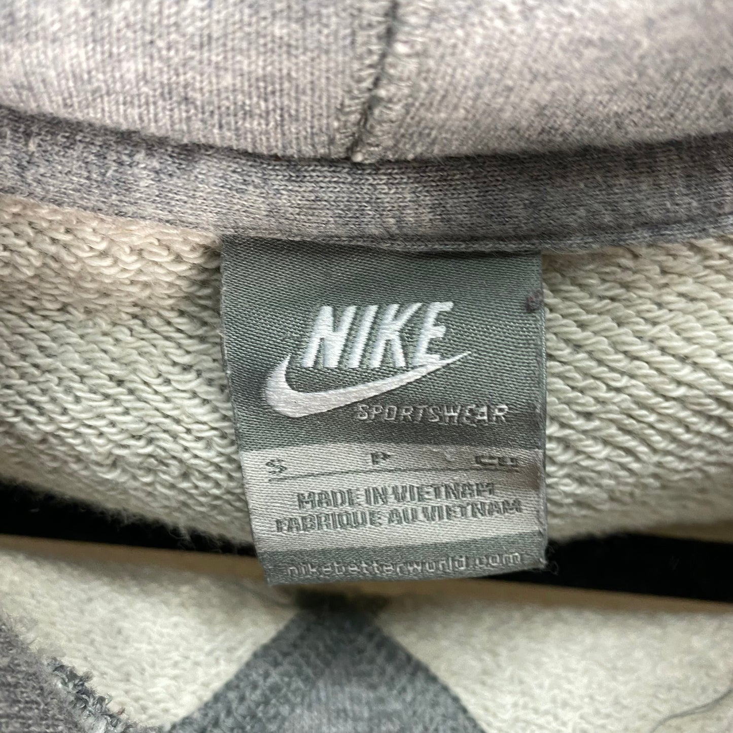 Vintage Nike 2000's Womens Grey Felt Textured Hoodie Size S