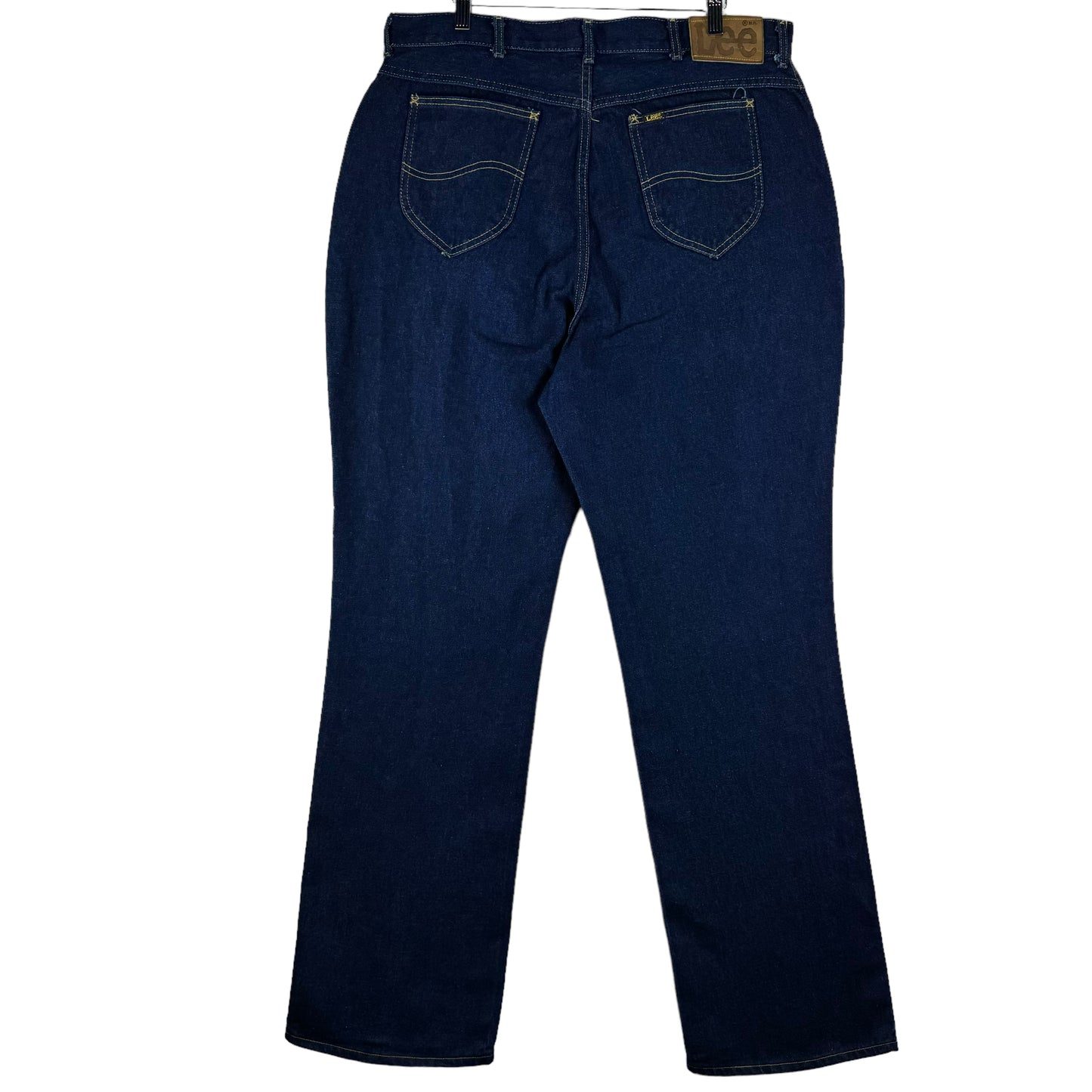 Vintage Lee Jeans 80's Dark Blue Rigid USA Union Made Denim Bottoms W37