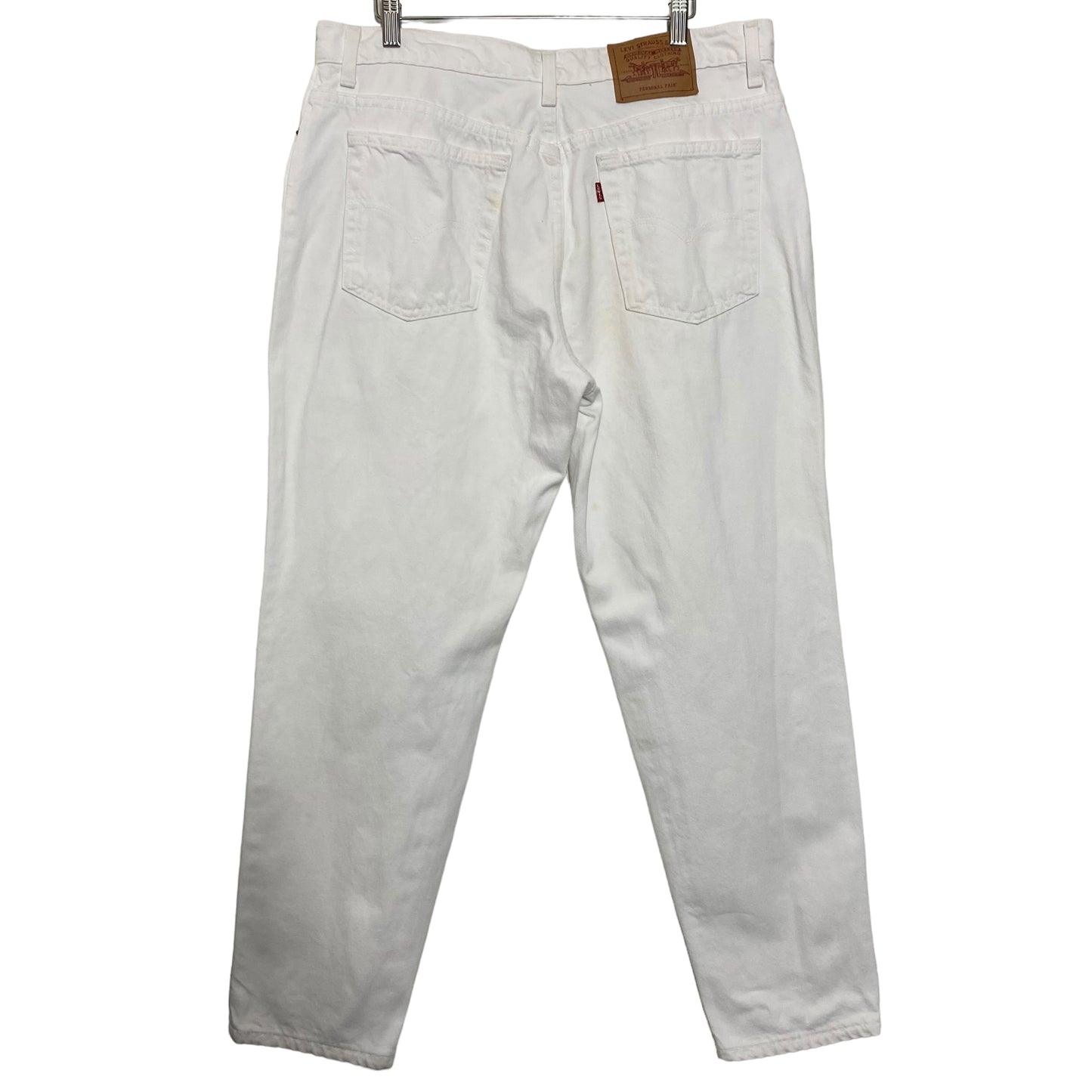 Vintage Levis Personal Pair 90's White USA Made Tapered Denim Pant Bottoms W35