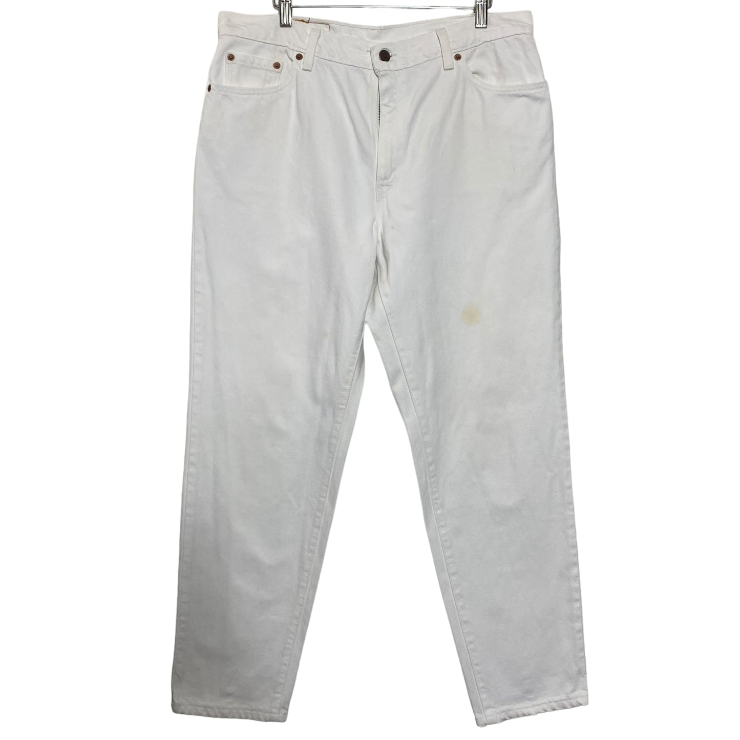 Vintage Levis Personal Pair 90's White USA Made Tapered Denim Pant Bottoms W35