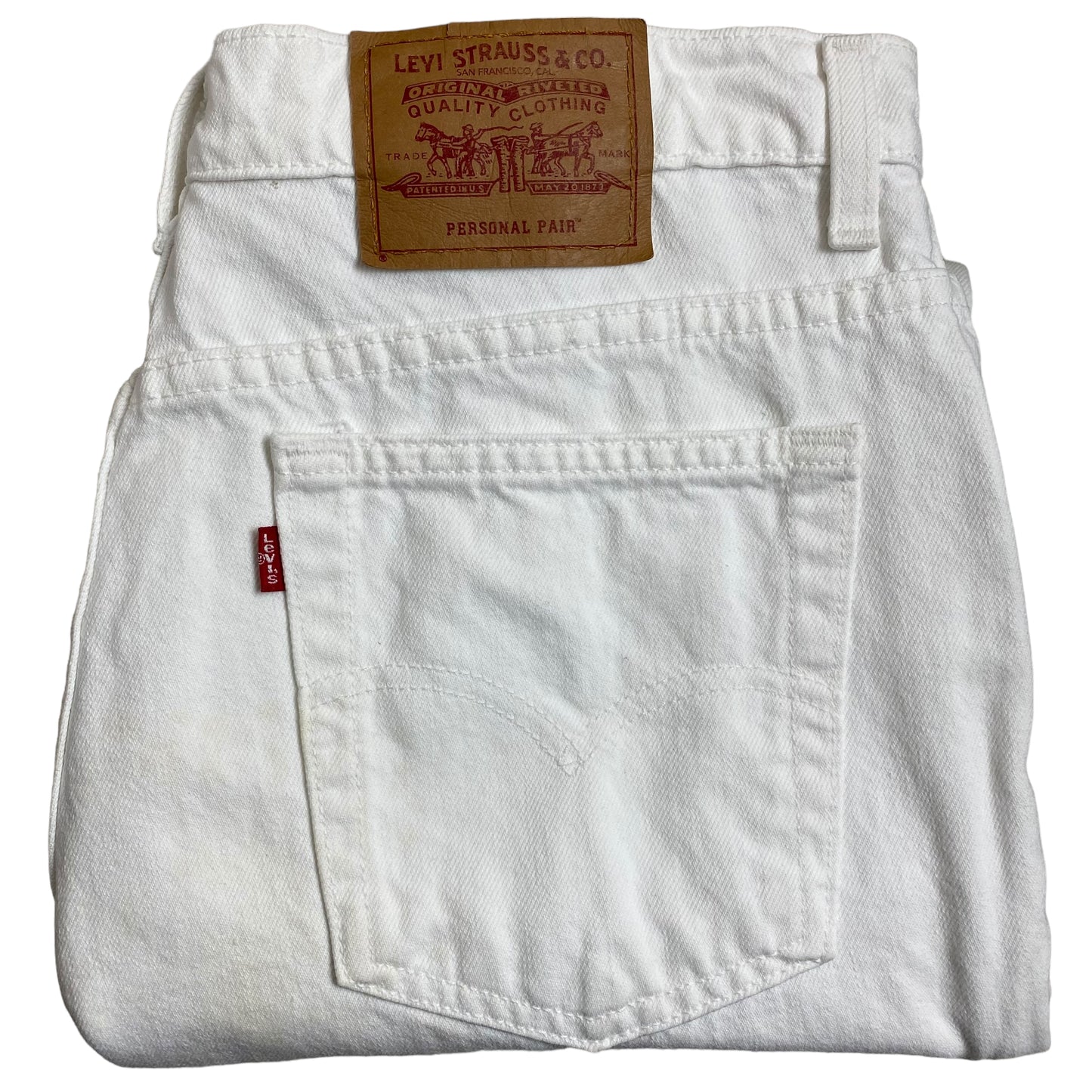 Vintage Levis Personal Pair 90's White USA Made Tapered Denim Pant Bottoms W35