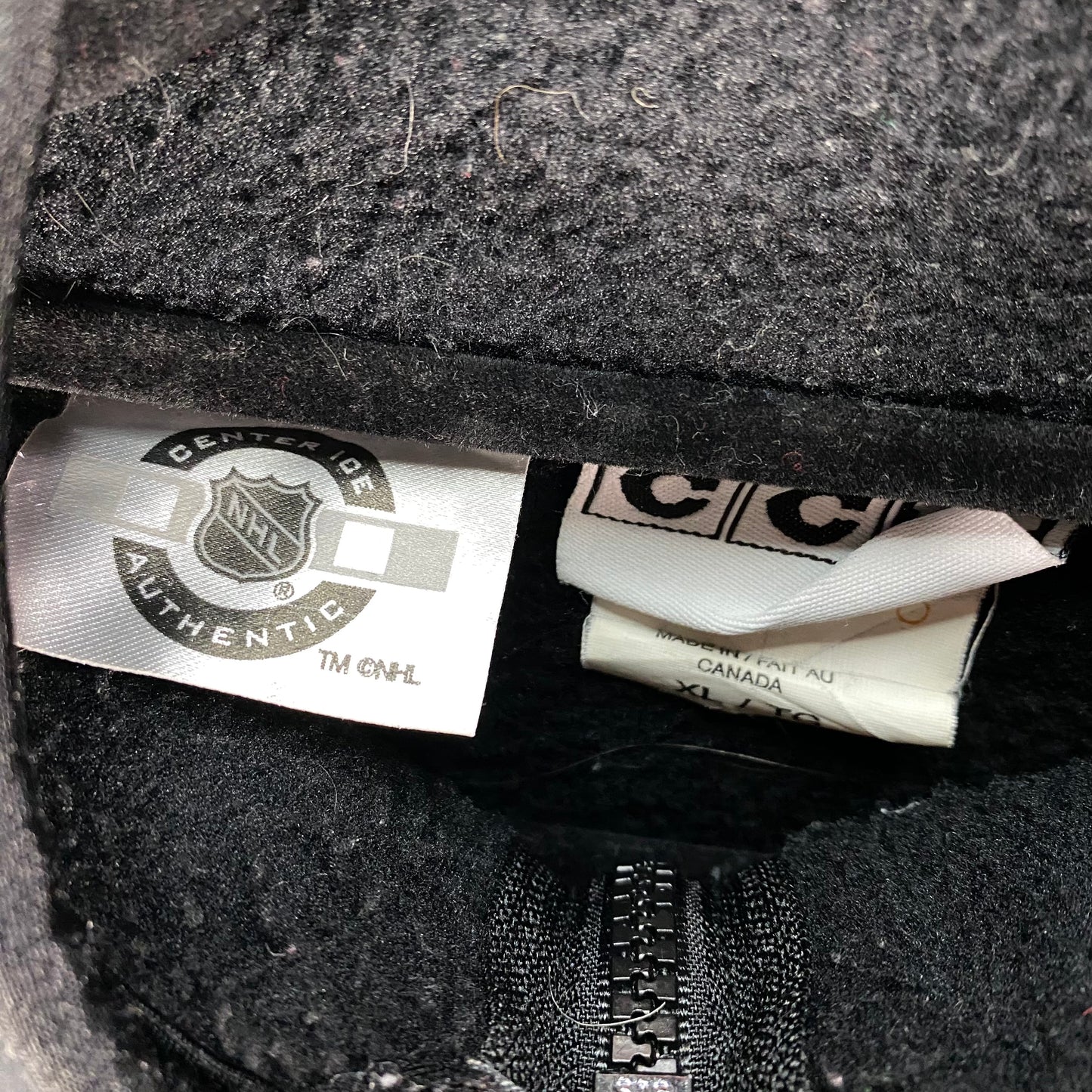 NHL Fitchburg Oldtimers Black Canada Made Full Zip Fleece Jacket Size XL