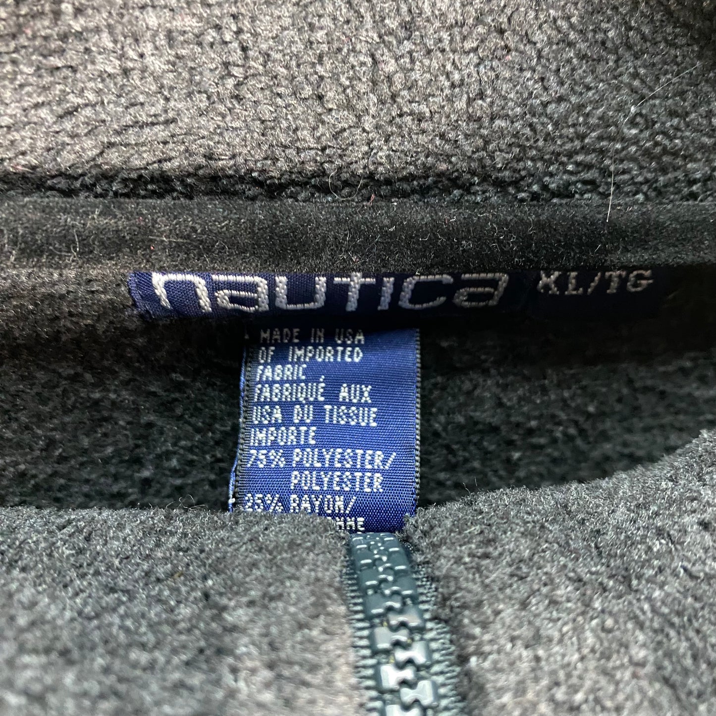 Vintage Nautica 90's Dark Grey USA Made Quarter Zip Fleece Sweater Size XL