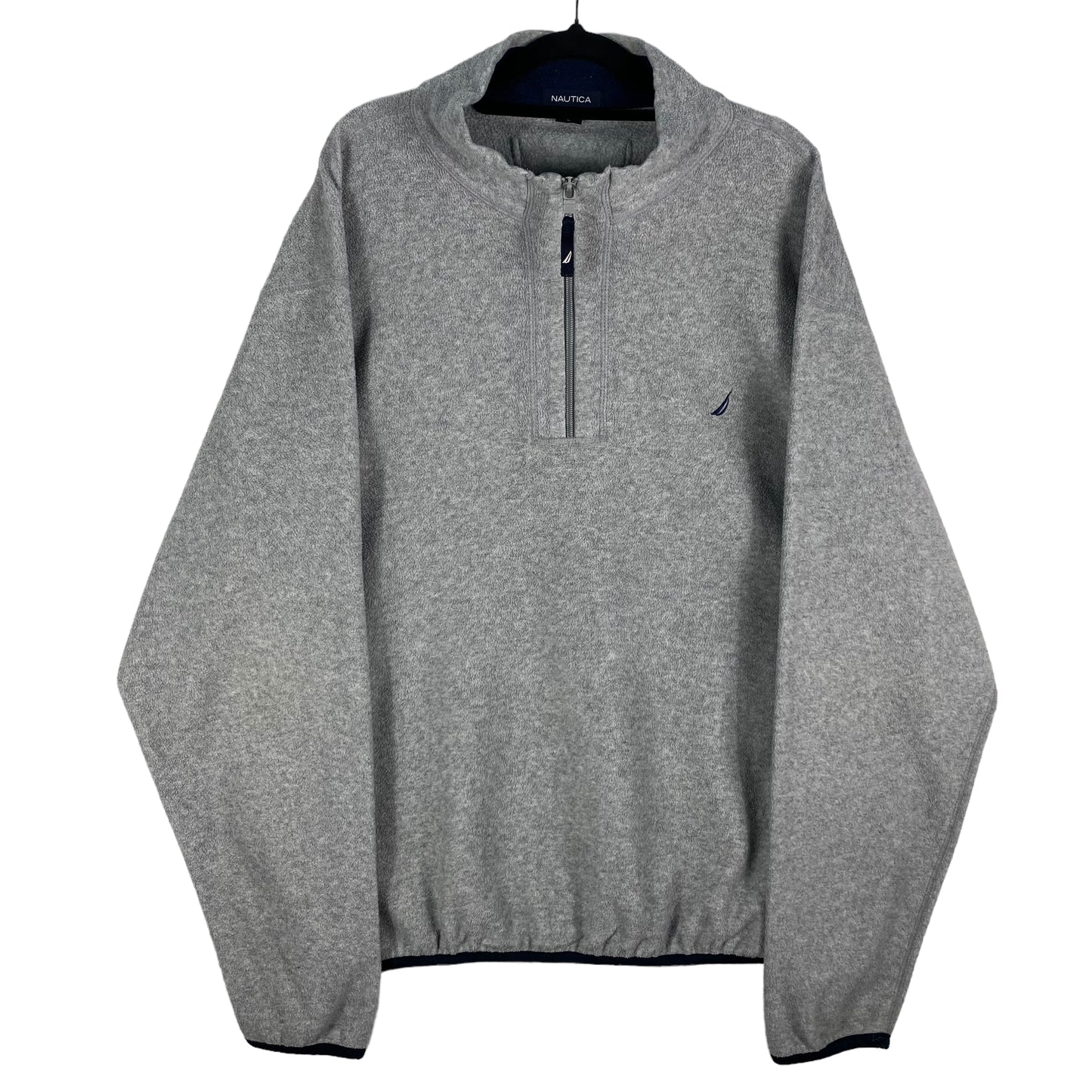 Vintage Nautica 2000's Grey Quarter Zip Fleece Sweater Size L