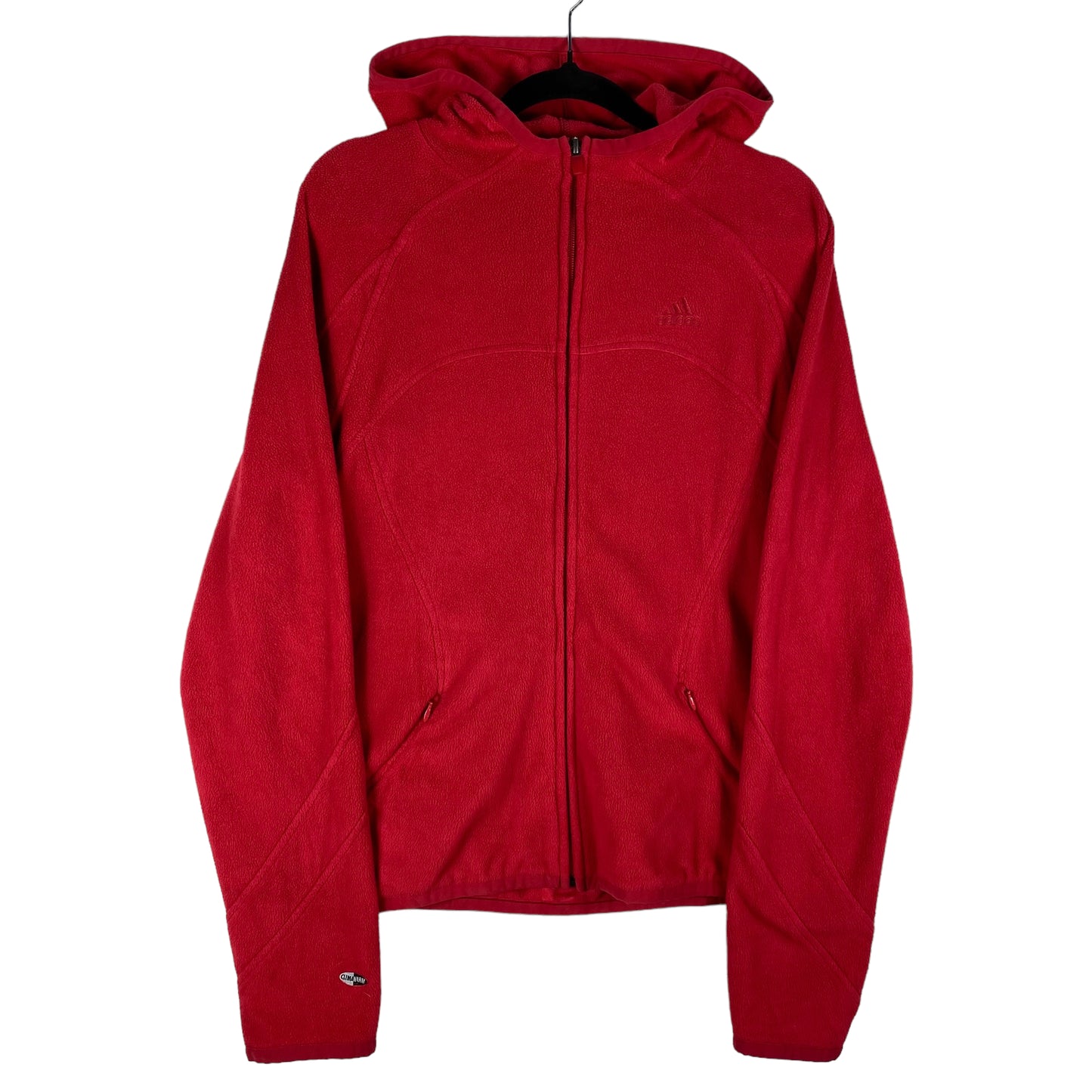 Vintage Adidas 2000's Womens Coral Red Full Zip Fleece Hoodie Size L