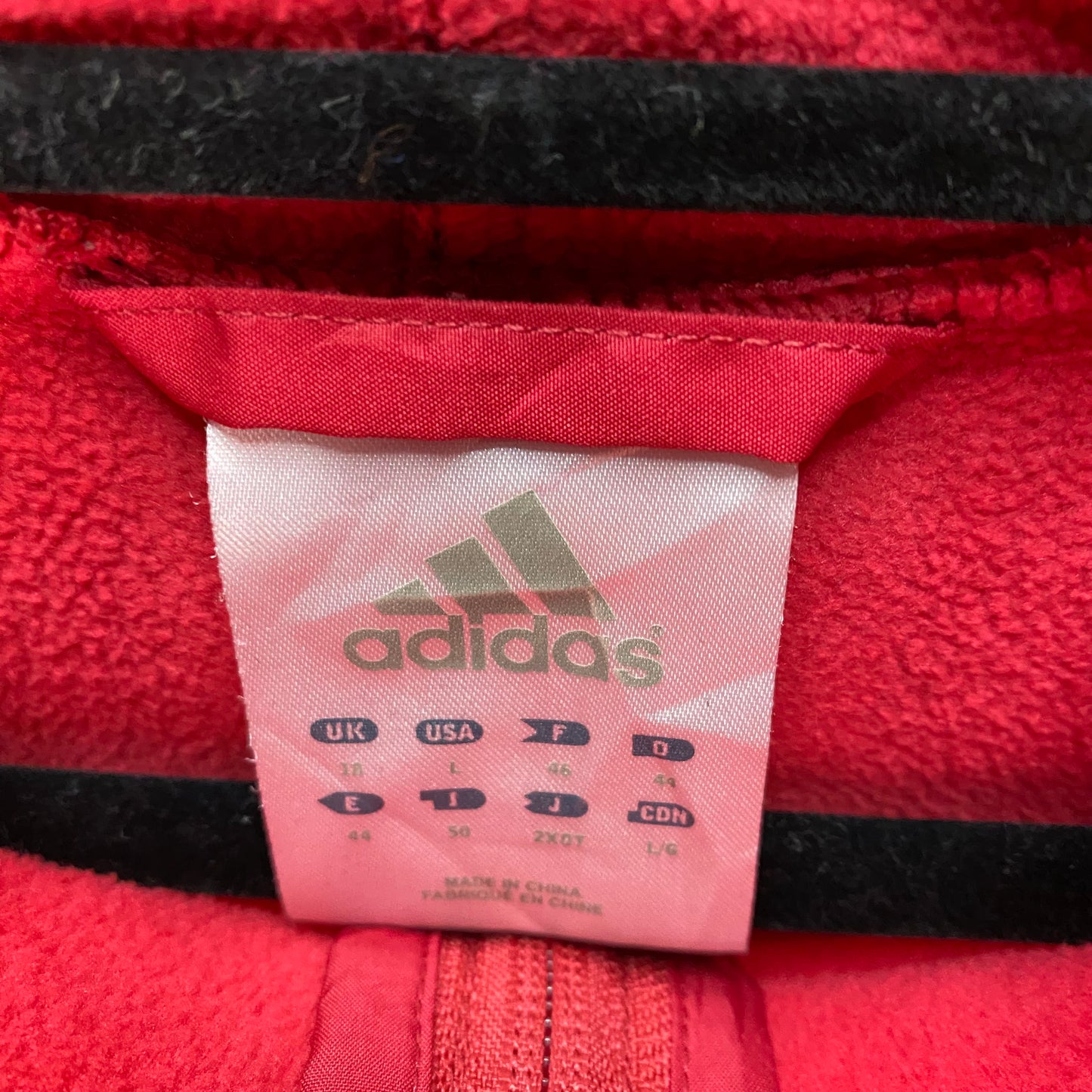 Vintage Adidas 2000's Womens Coral Red Full Zip Fleece Hoodie Size L