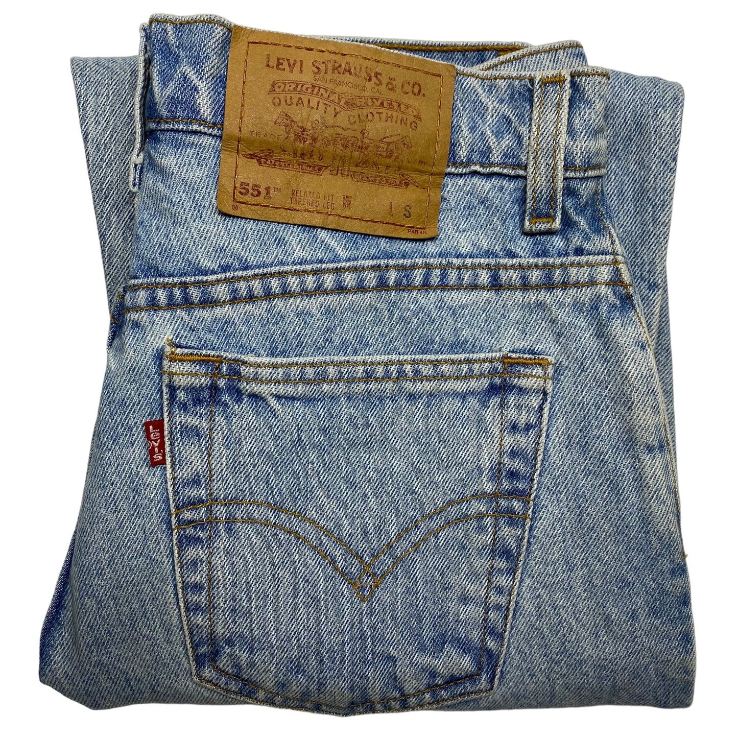 Vintage Levis 551 Jeans 90's Womens Light Blue Tapered USA Made Denim W28