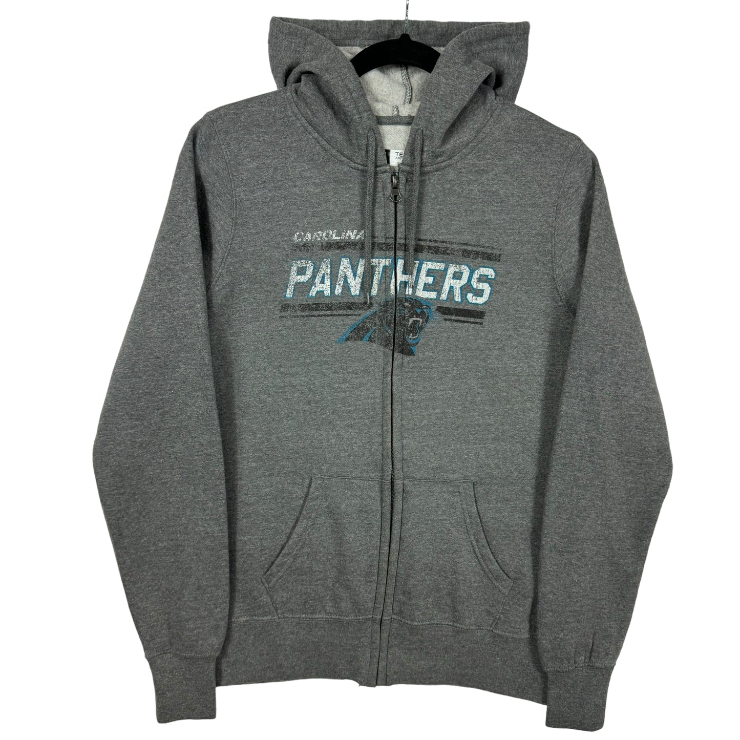 NFL Team Apparel Womens Grey Carolina Panthers Full Zip Cotton Hoodie Size M