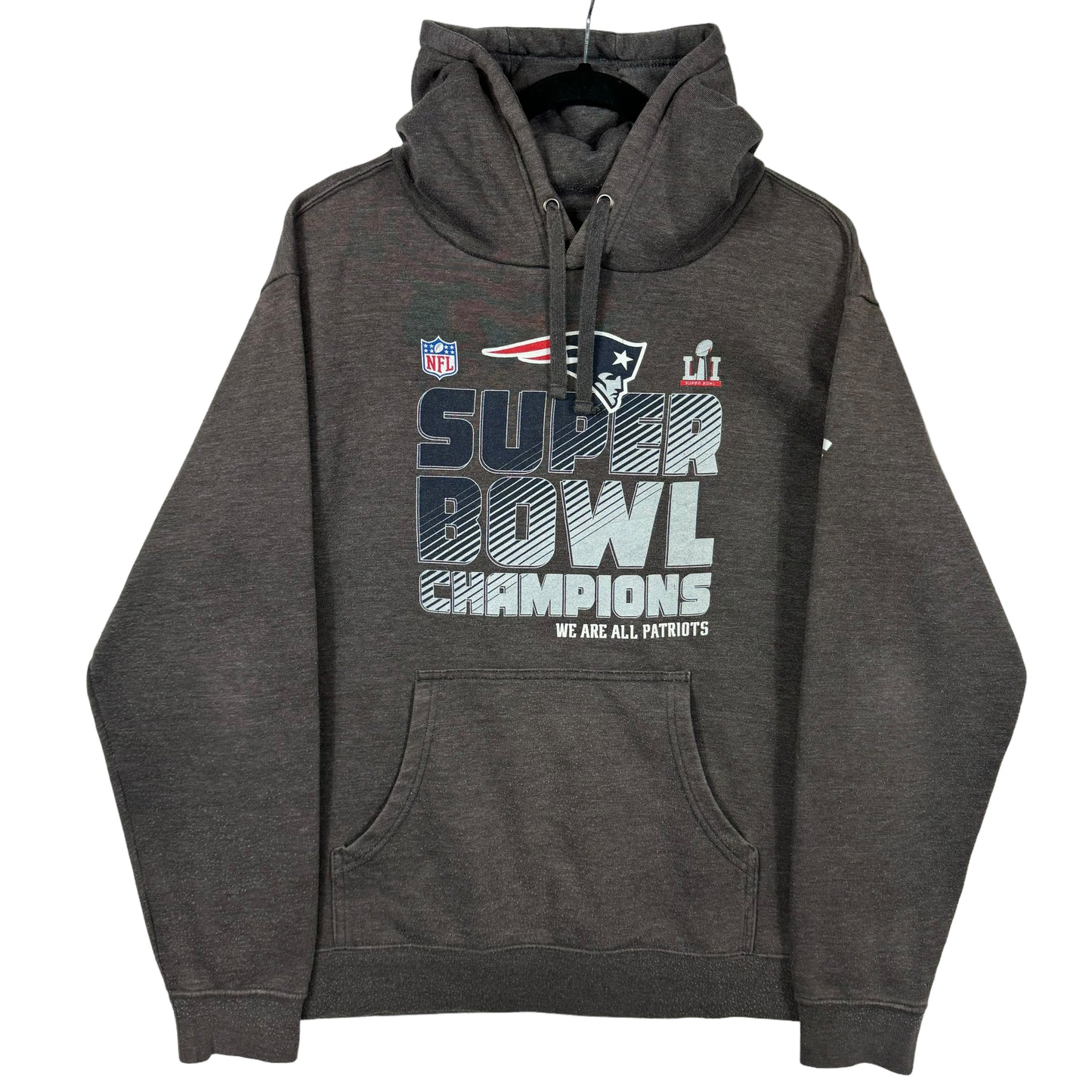 Fanatics NFL Pro Grey New England Patriots Super Bowl Champions Hoodie Size L