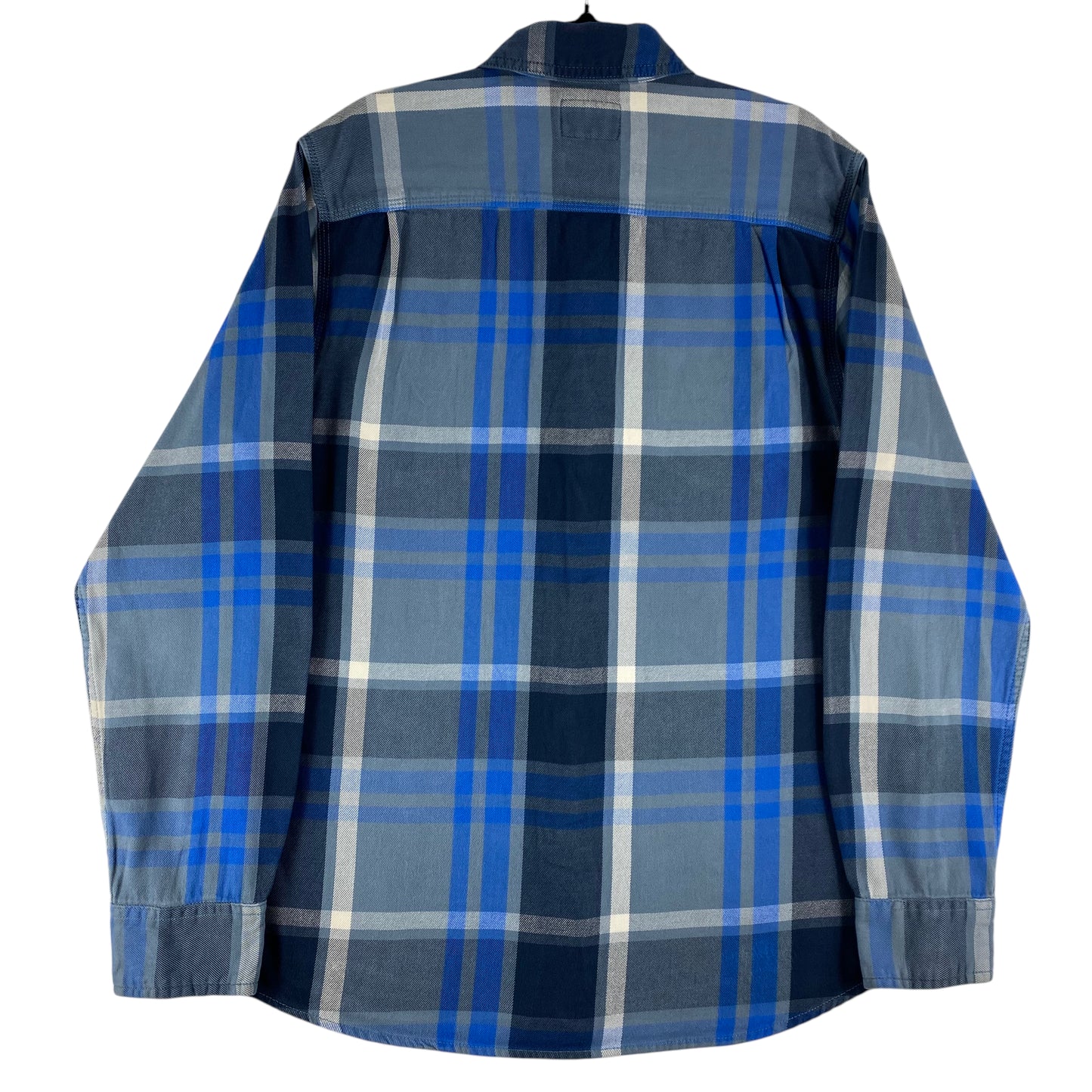 The North Face Blue & Grey Checkered Light Button Denim Shirt Size M