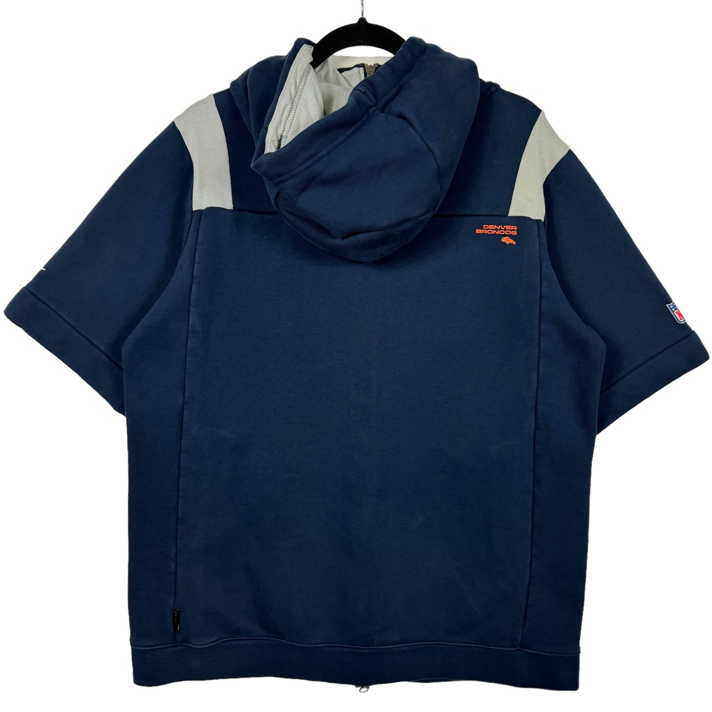 Nike NFL Dark Blue Denver Broncos Heavy Short Sleeve Warm Up Hoodie Size L