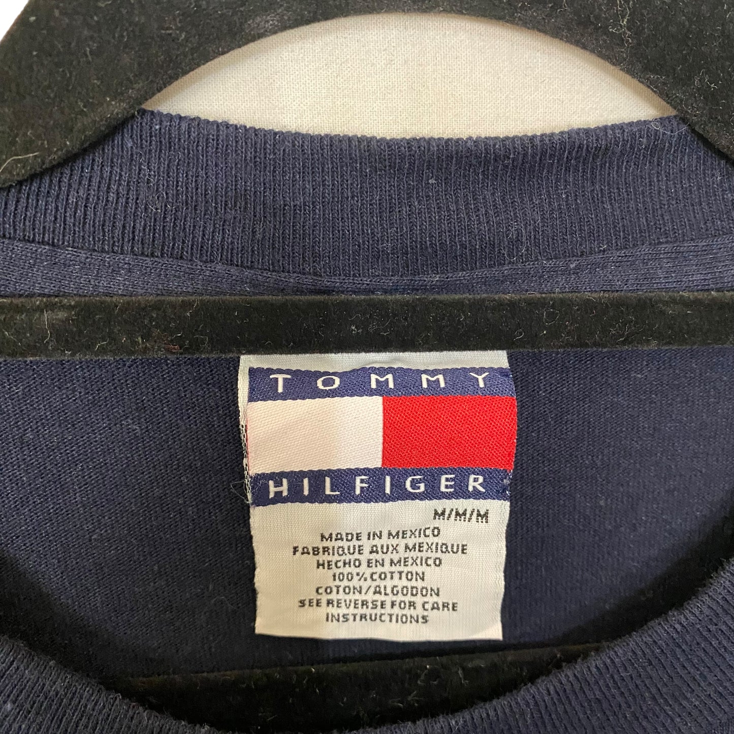 Vintage Tommy Hilfiger 90's 'Race To Erase MS' Dark Blue Cotton Tee Shirt Size M