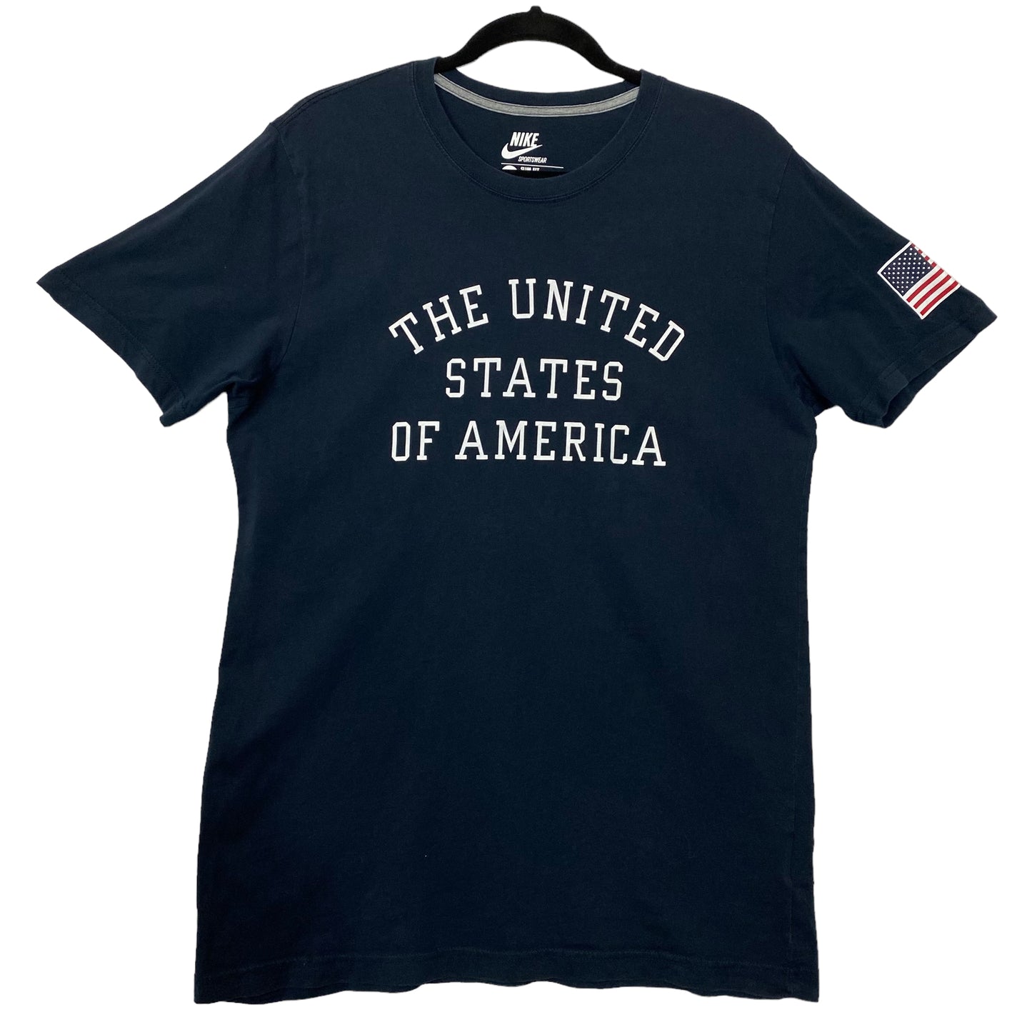 Nike Dark Blue Slim Fit USA Cotton Tee Shirt Size L