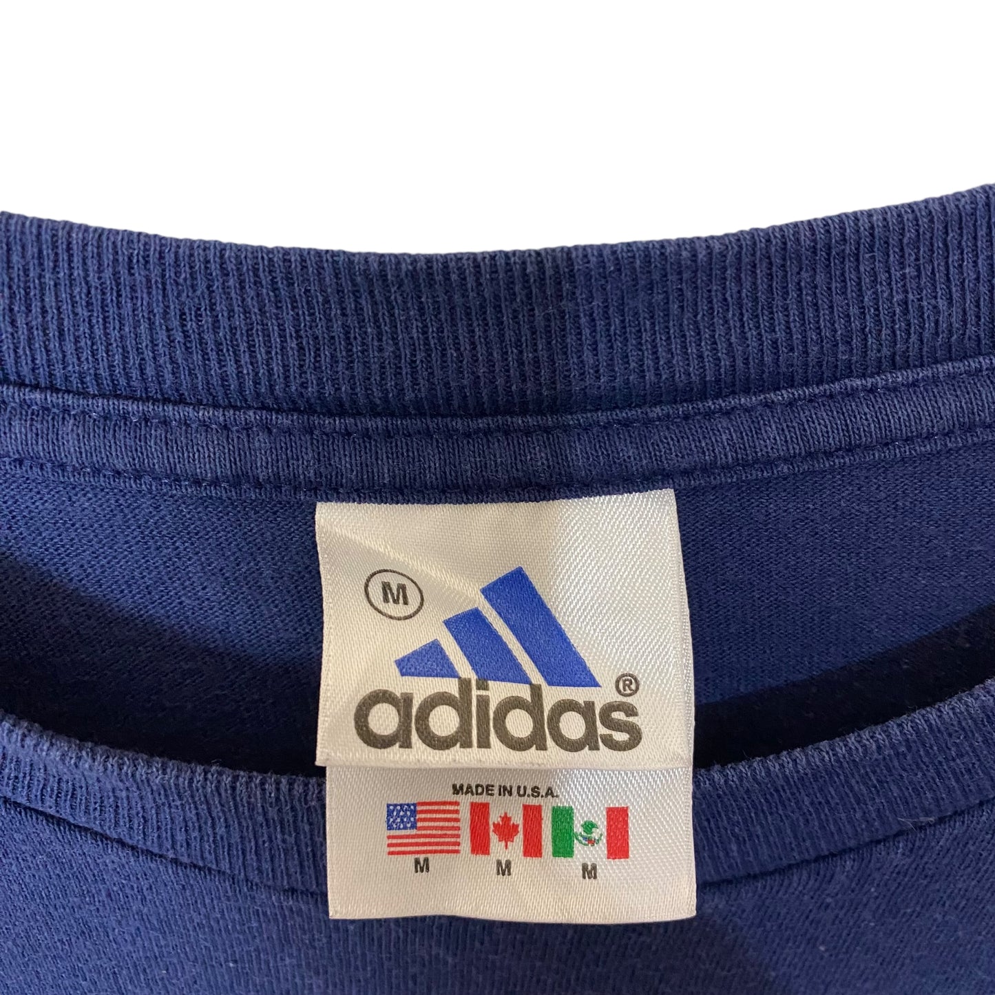 Vintage Adidas 90's Dark Blue Pocket Cotton Tee Shirt Size M