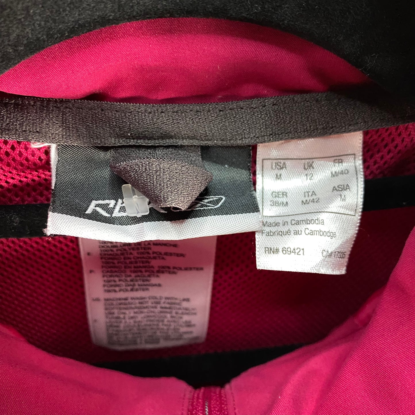 Vintage Reebok 2000's Womens Dark Pink Polyester Zip Jacket Size M