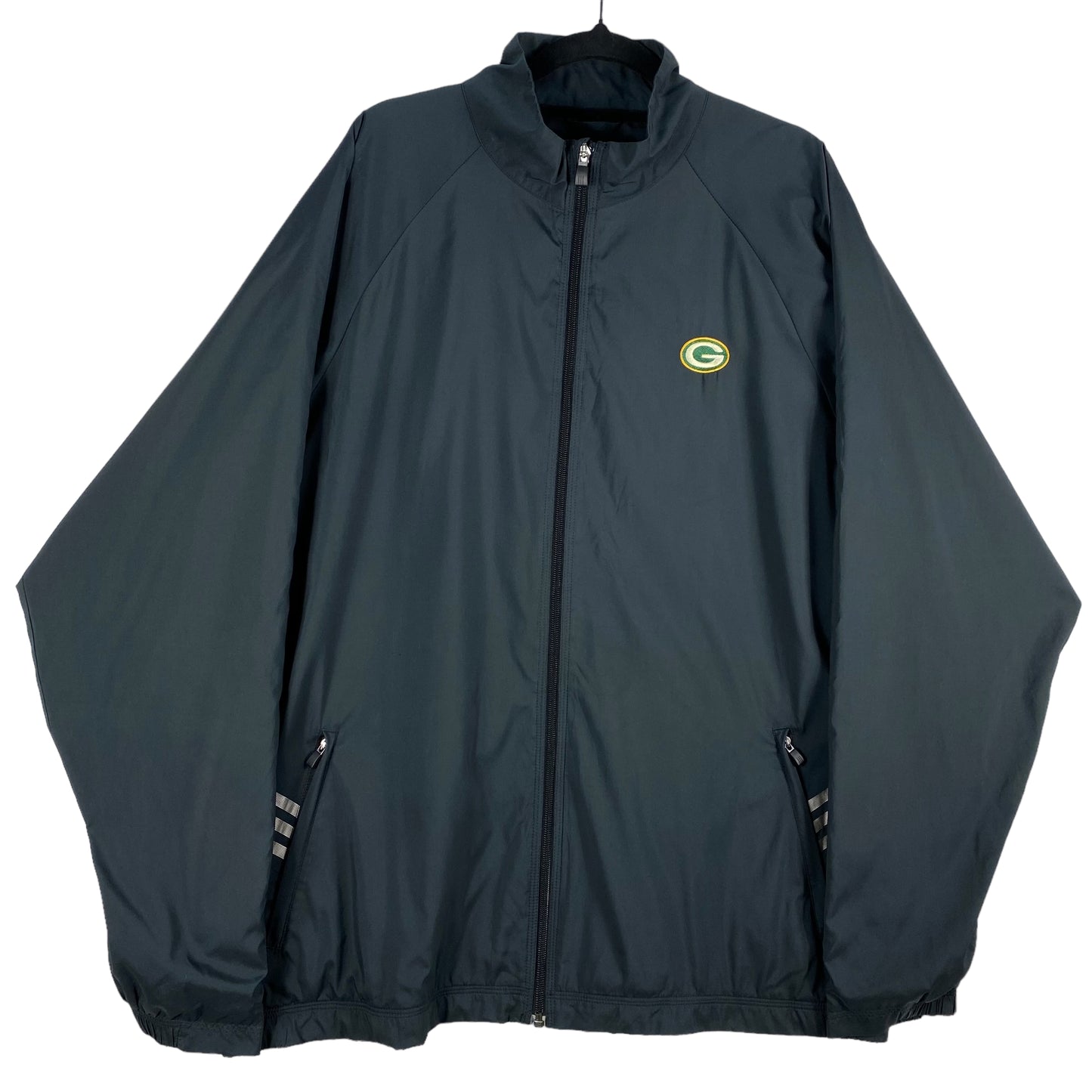 Vintage Adidas 2000's Black Green Bay Packers Light Zip Jacket Size XL