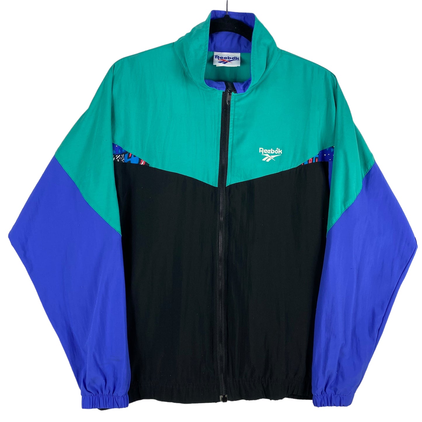 Vintage Reebok 90's Aqua Green & Blue Light USA Made Jacket Size S