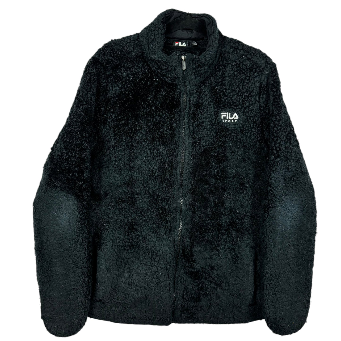 FILA Sport Womens Black Sherpa Fleece Zip Jumper Size XL