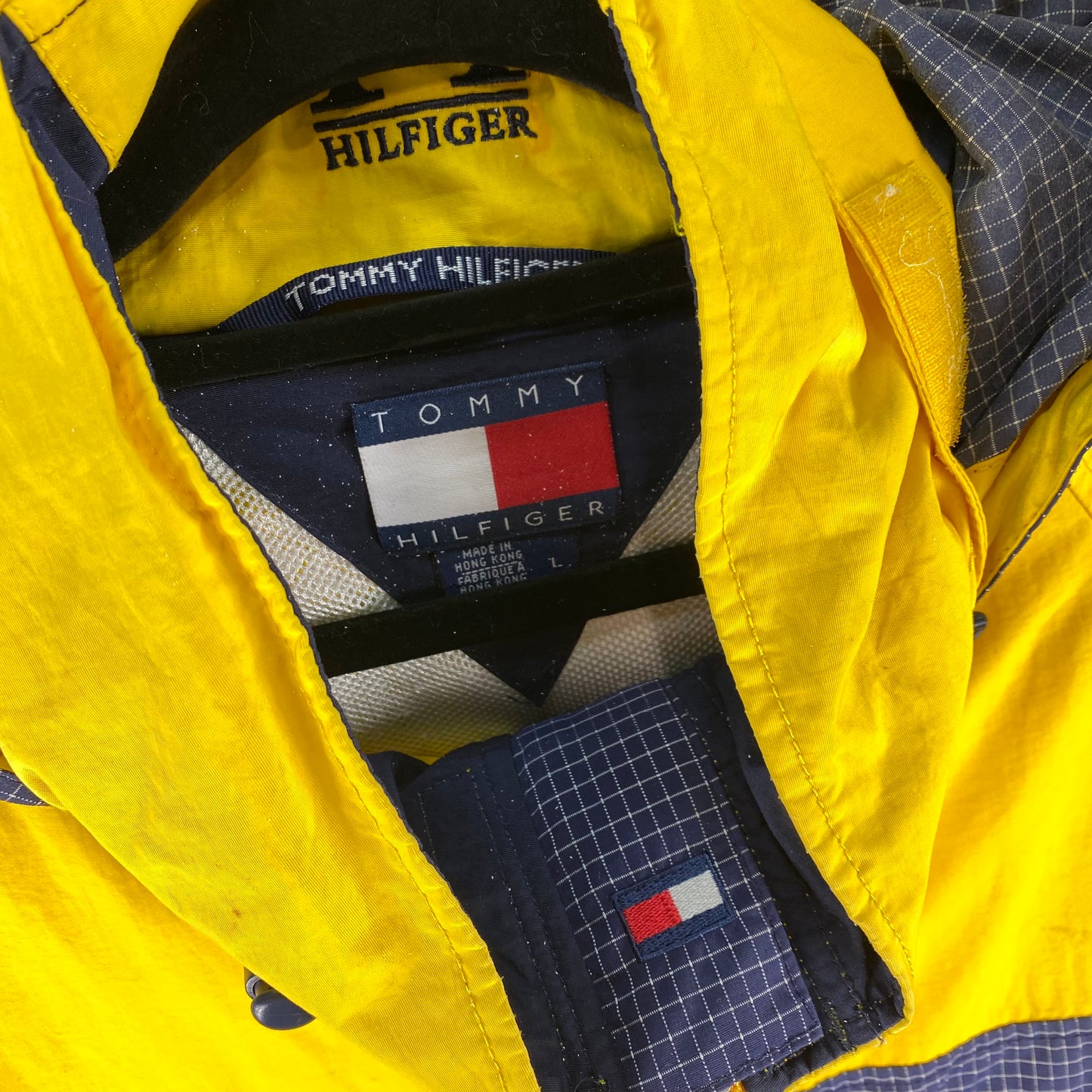 Vintage Tommy Hilfiger 90's Yellow Nylon Windbreaker Jacket Size L