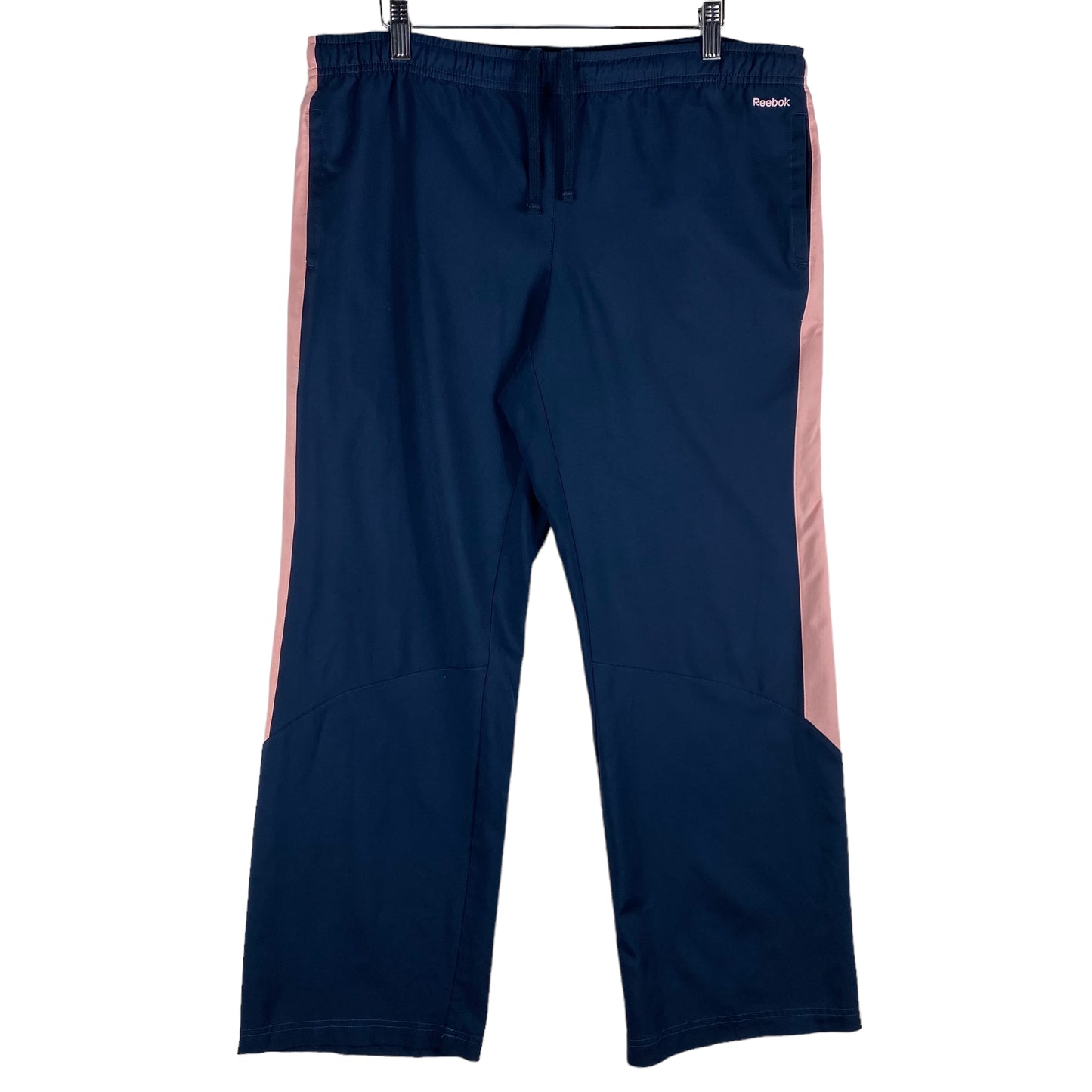 Reebok Womens Dark Blue & Pink Lightweight Track Pant Bottoms Size M