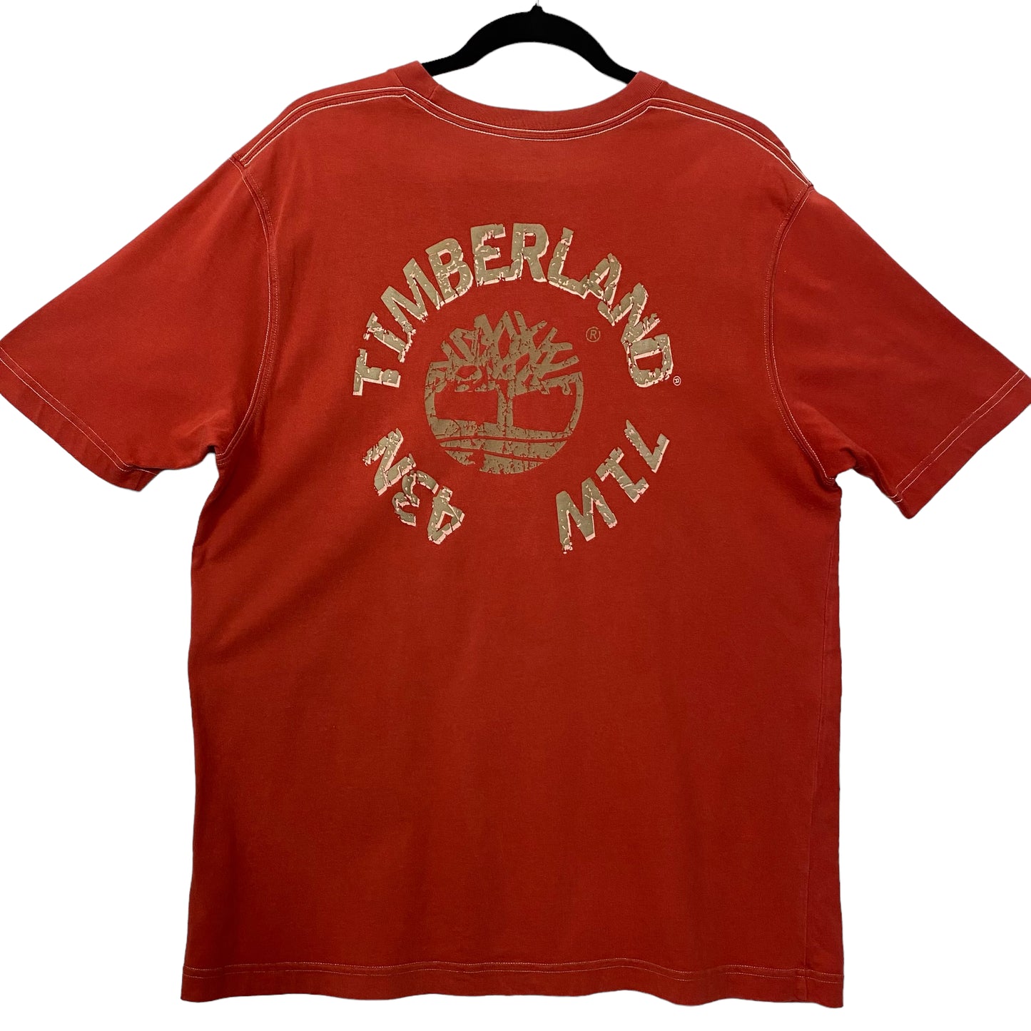 Timberland Clay Brown Back Graphic Cotton Tee Shirt Size M