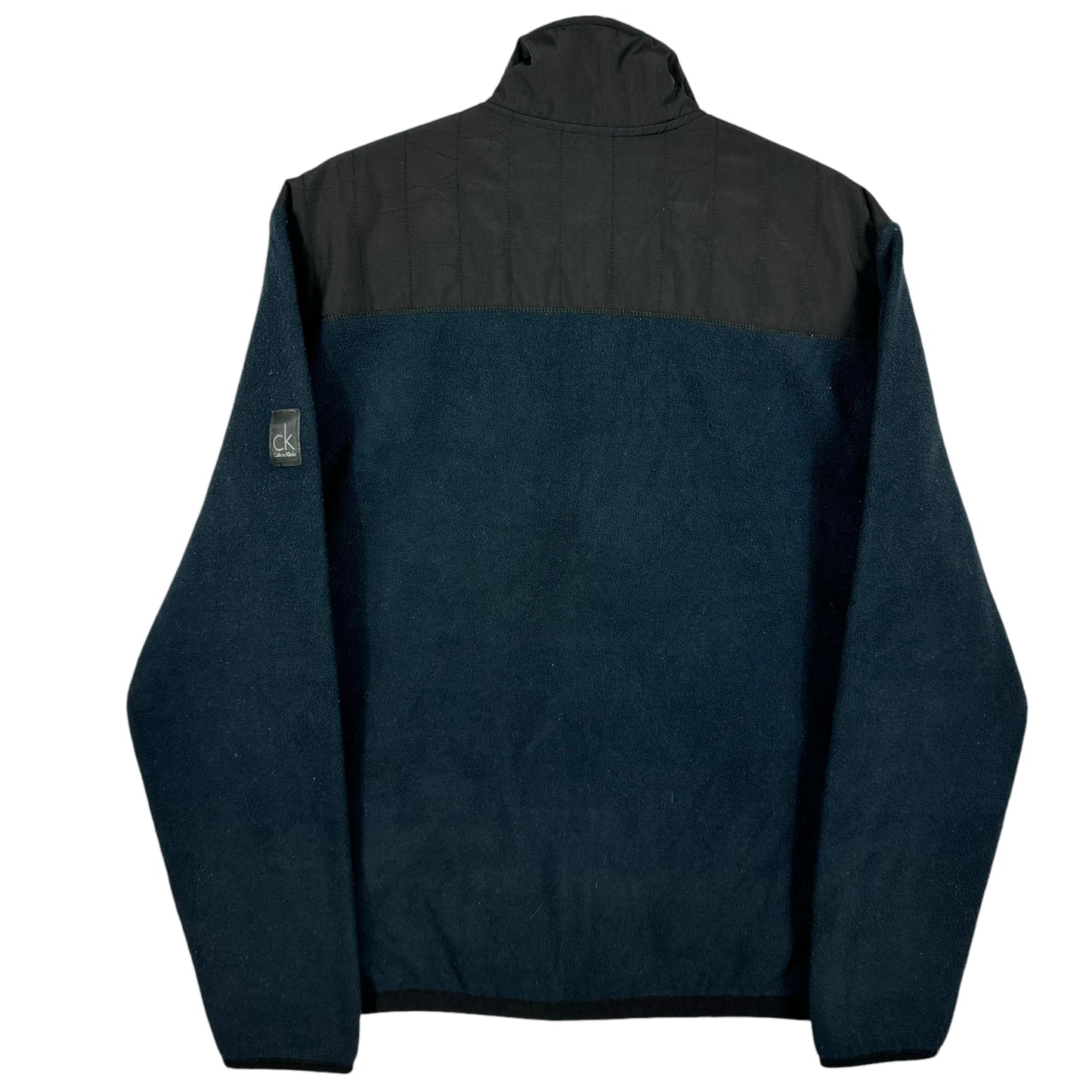 Calvin Klein Dark Blue & Black Fleece Hybrid Zip Jumper Size L