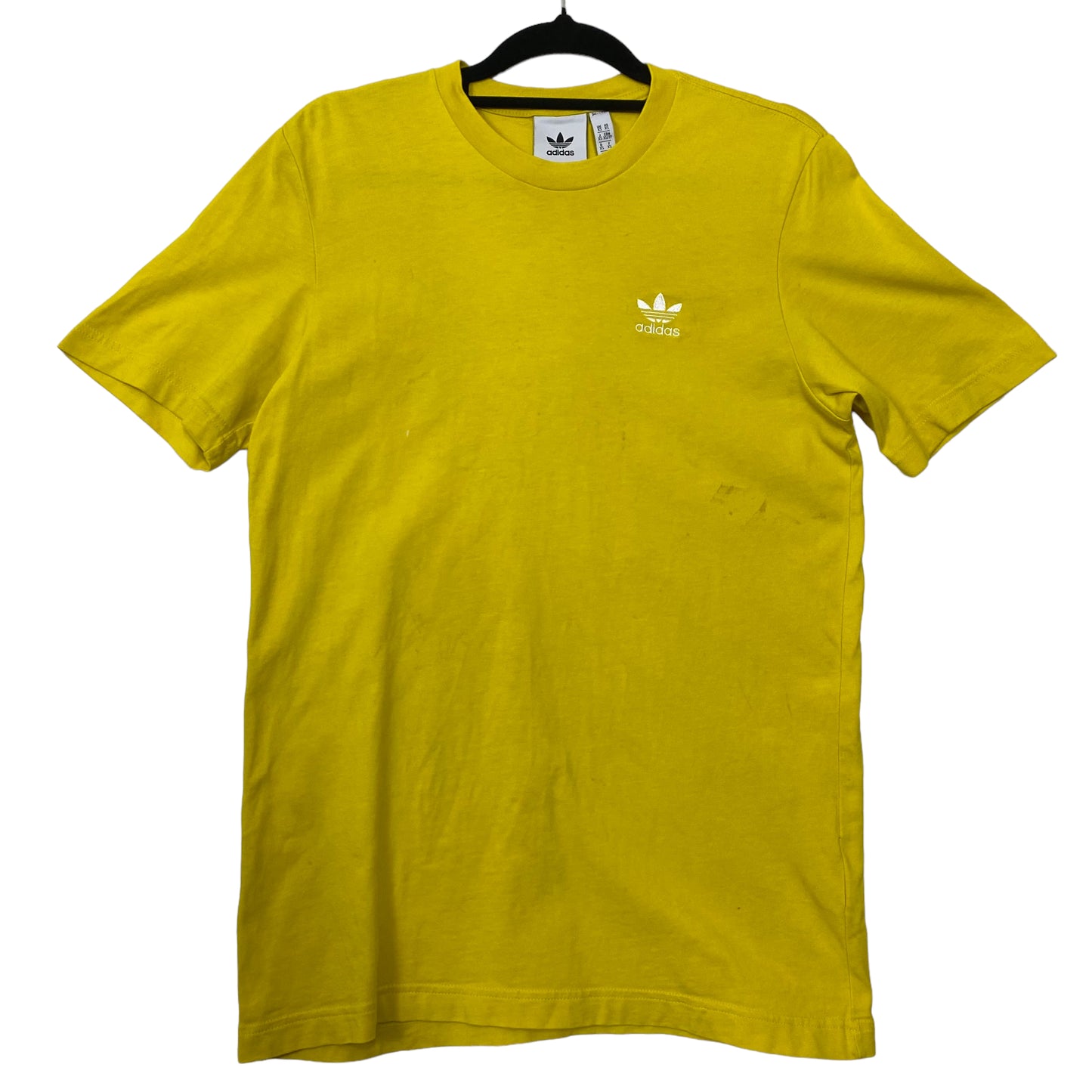Adidas Bright Yellow Basic Embroidered Cotton Tee Shirt Size XS