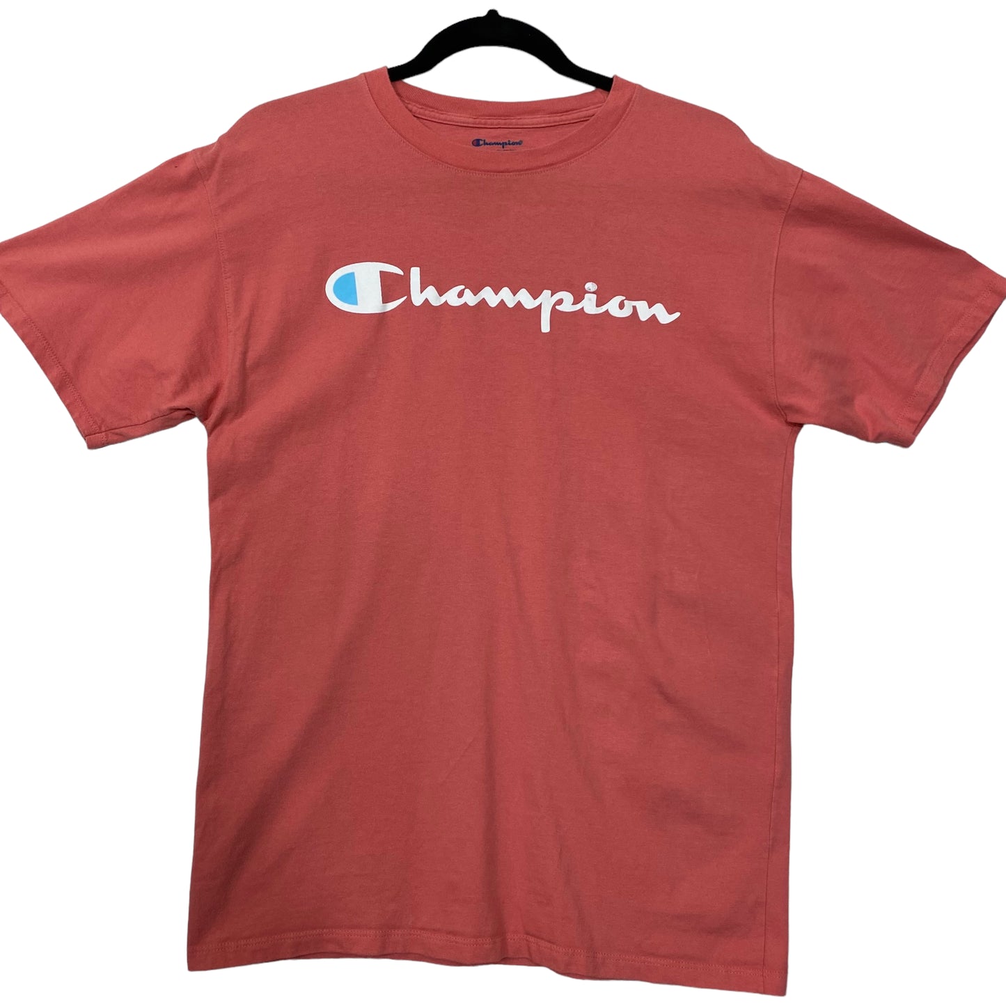 Champion Peach Pink Chest Script Cotton Tee Shirt Size M