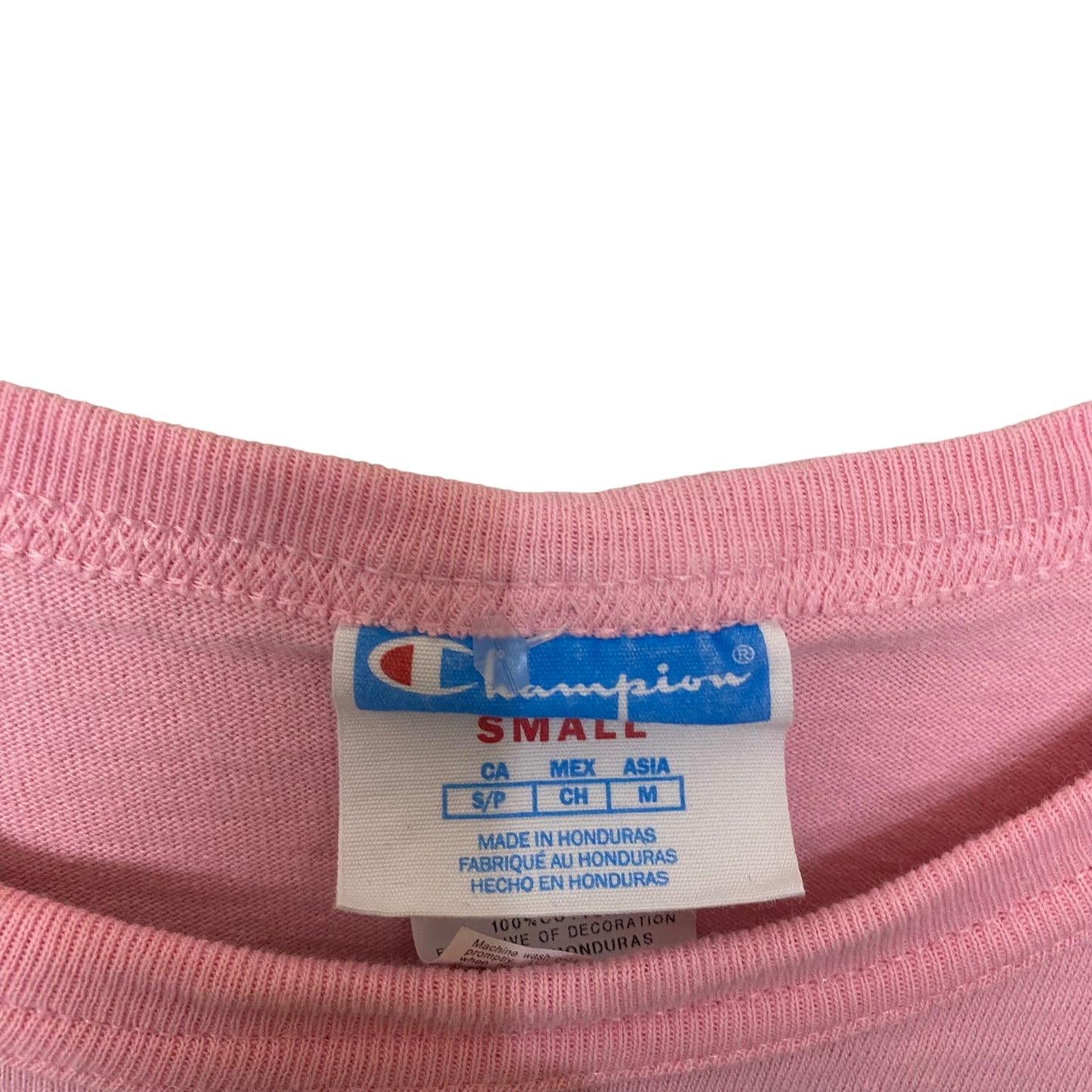 Vintage Champion 2000's Basic Pink Embroidered Cotton Tee Shirt Size S