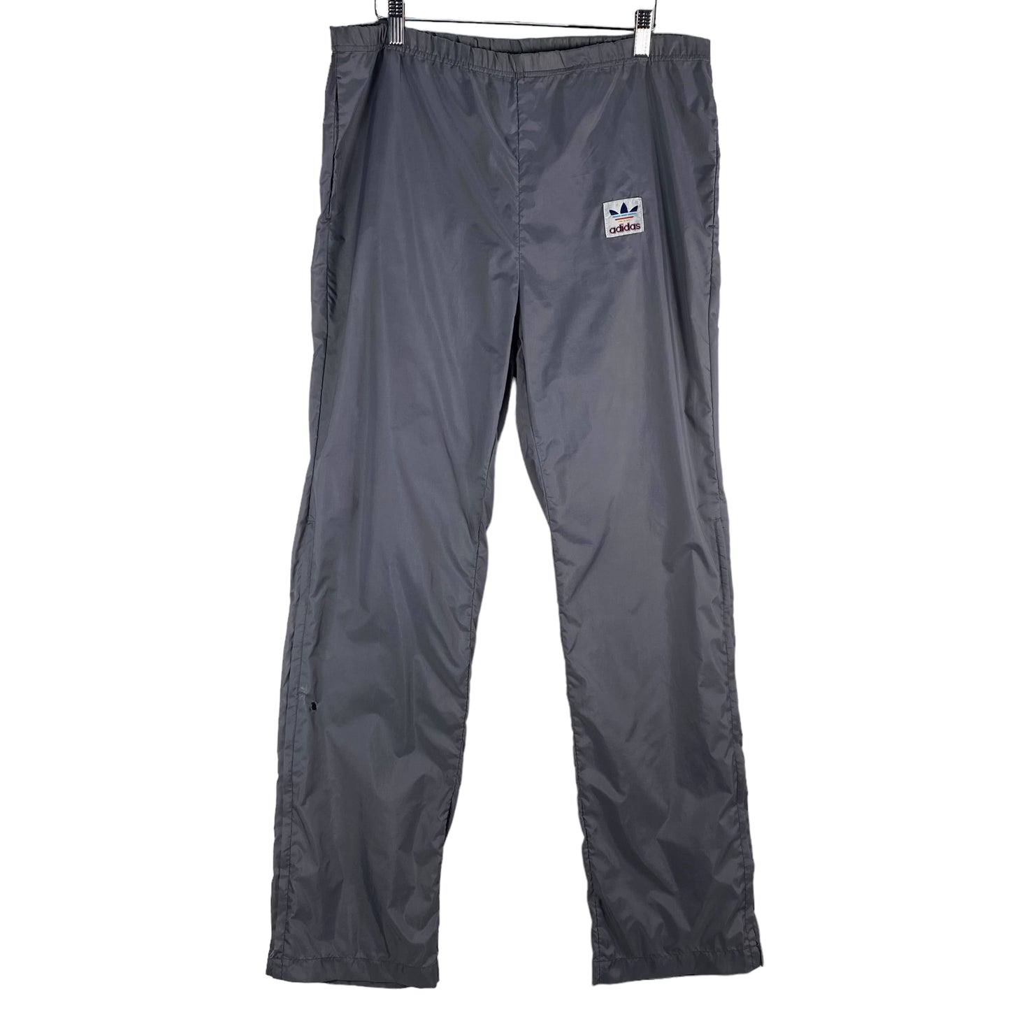 Vintage Adidas 70's Grey Nylon Lightweight Track Pant Bottoms Size S