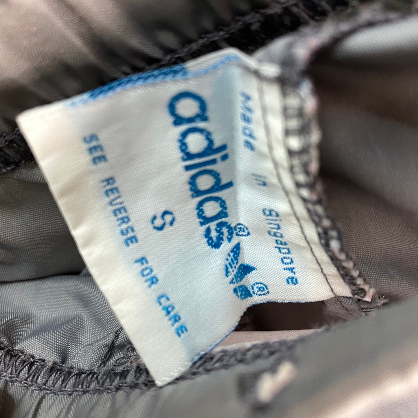 Vintage Adidas 70's Grey Nylon Lightweight Track Pant Bottoms Size S