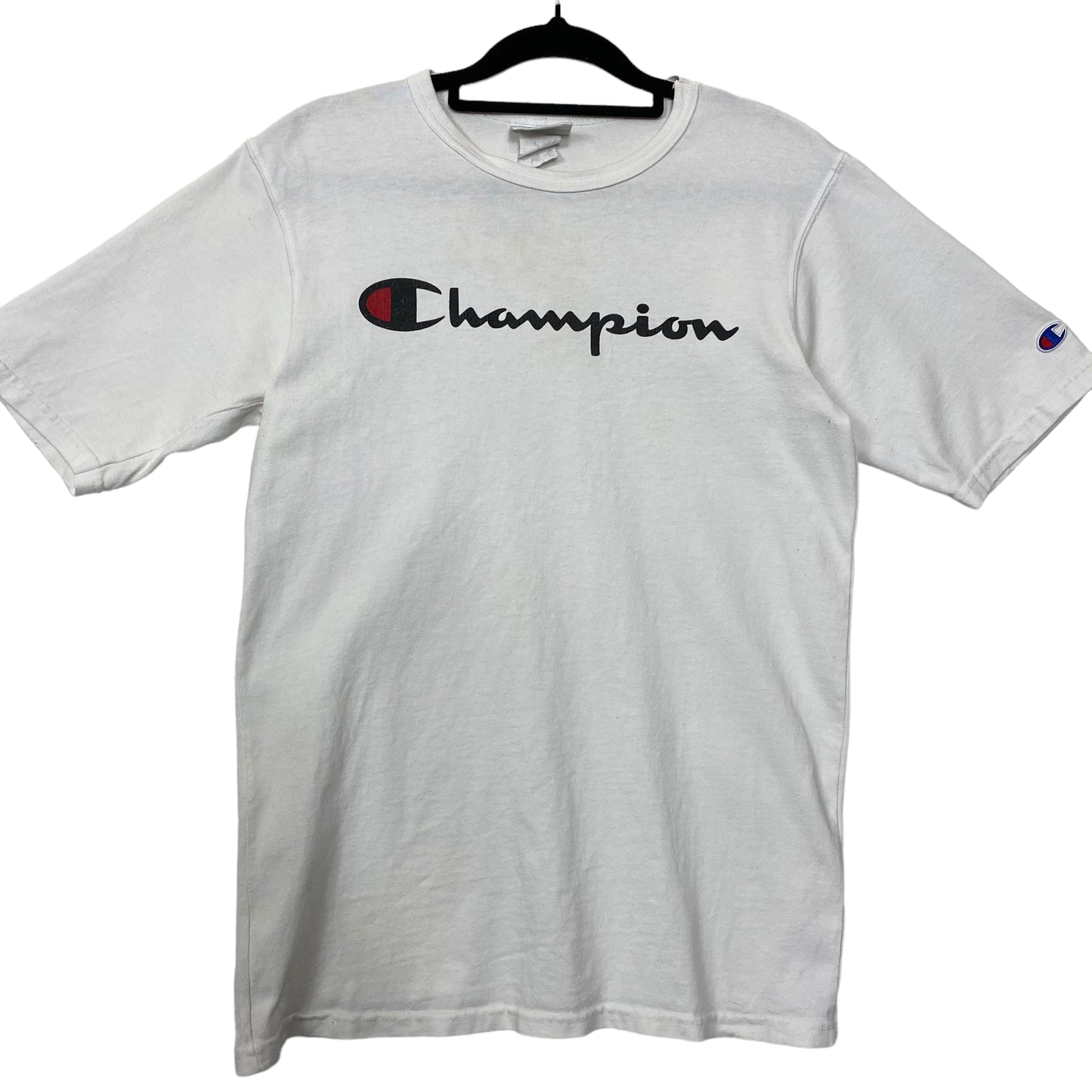 Vintage Champion 2000's White Chest Script Cotton Tee Shirt Size S