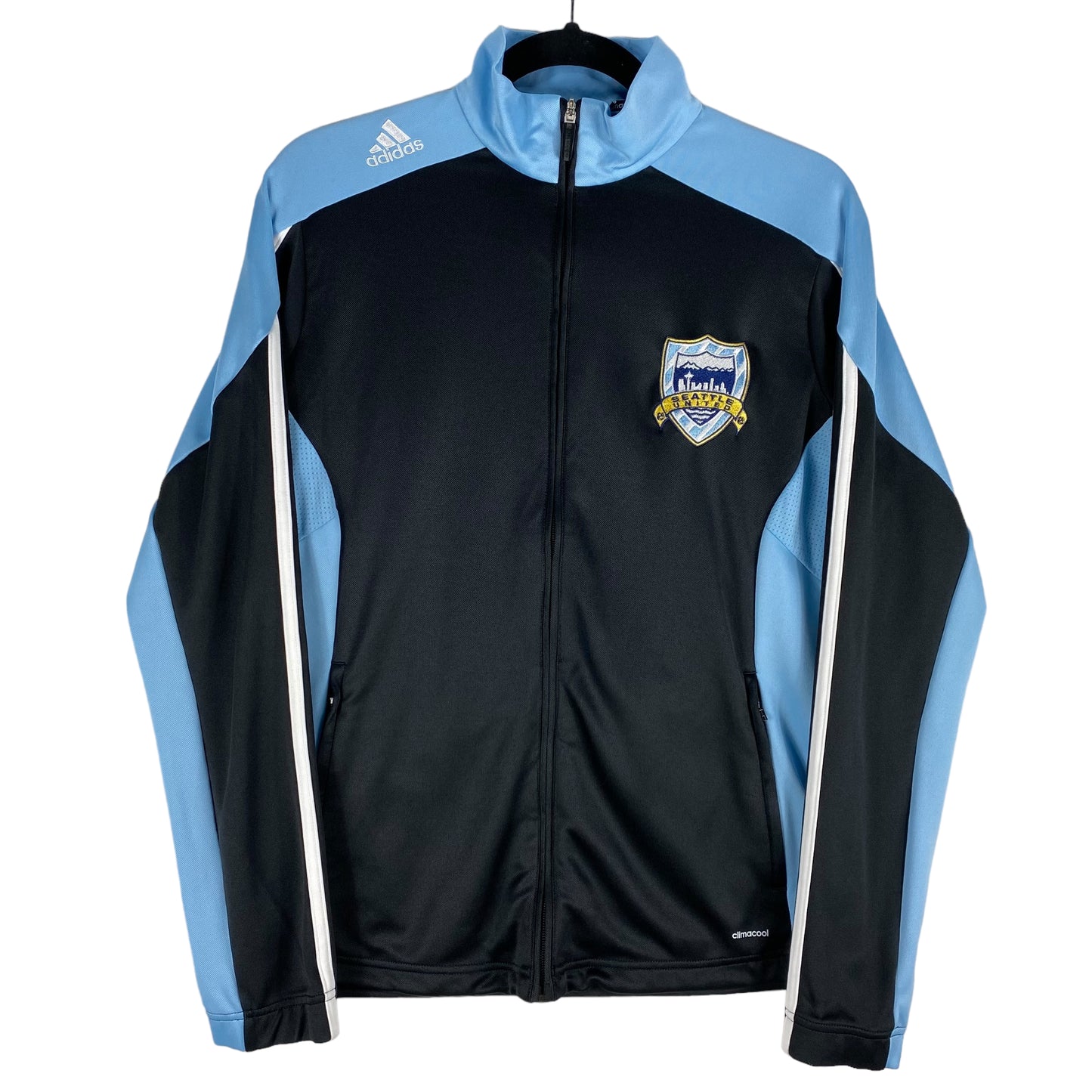 Adidas Womens Seattle United Black & Blue Track Top Zip Jacket Size L