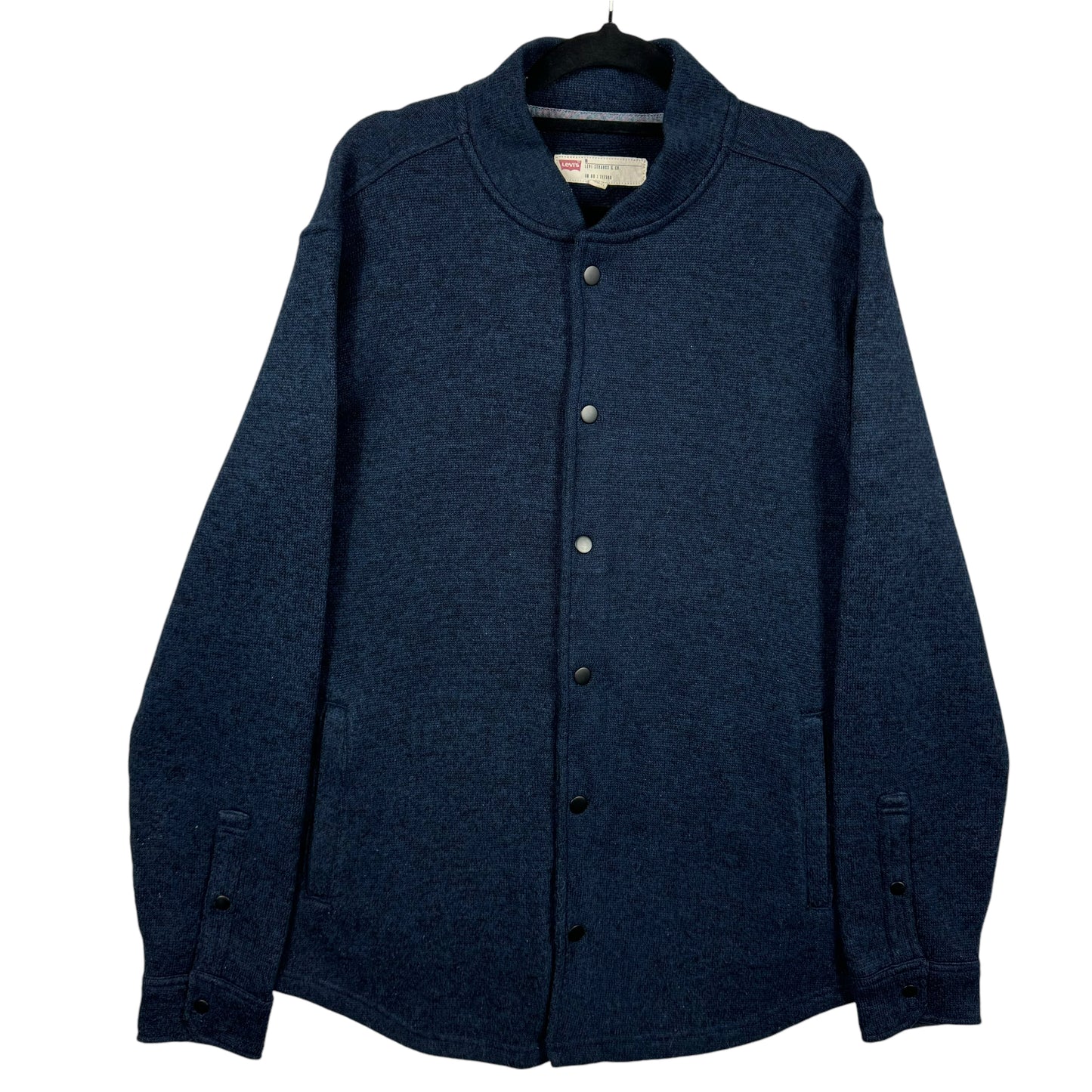 Levis Dark Blue Fleece Knit Button Jumper Size M