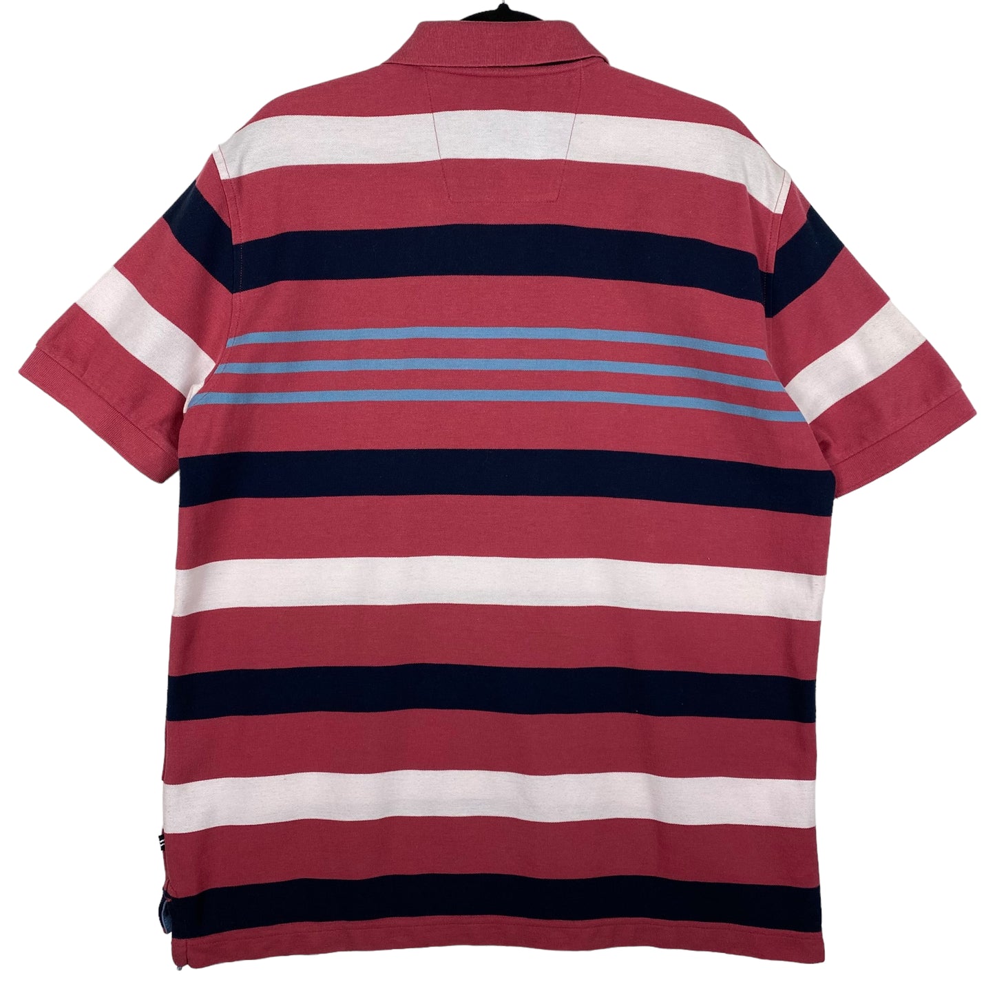 Nautica Dark Pink Striped Cotton & Polyester Blend Polo Shirt Size M