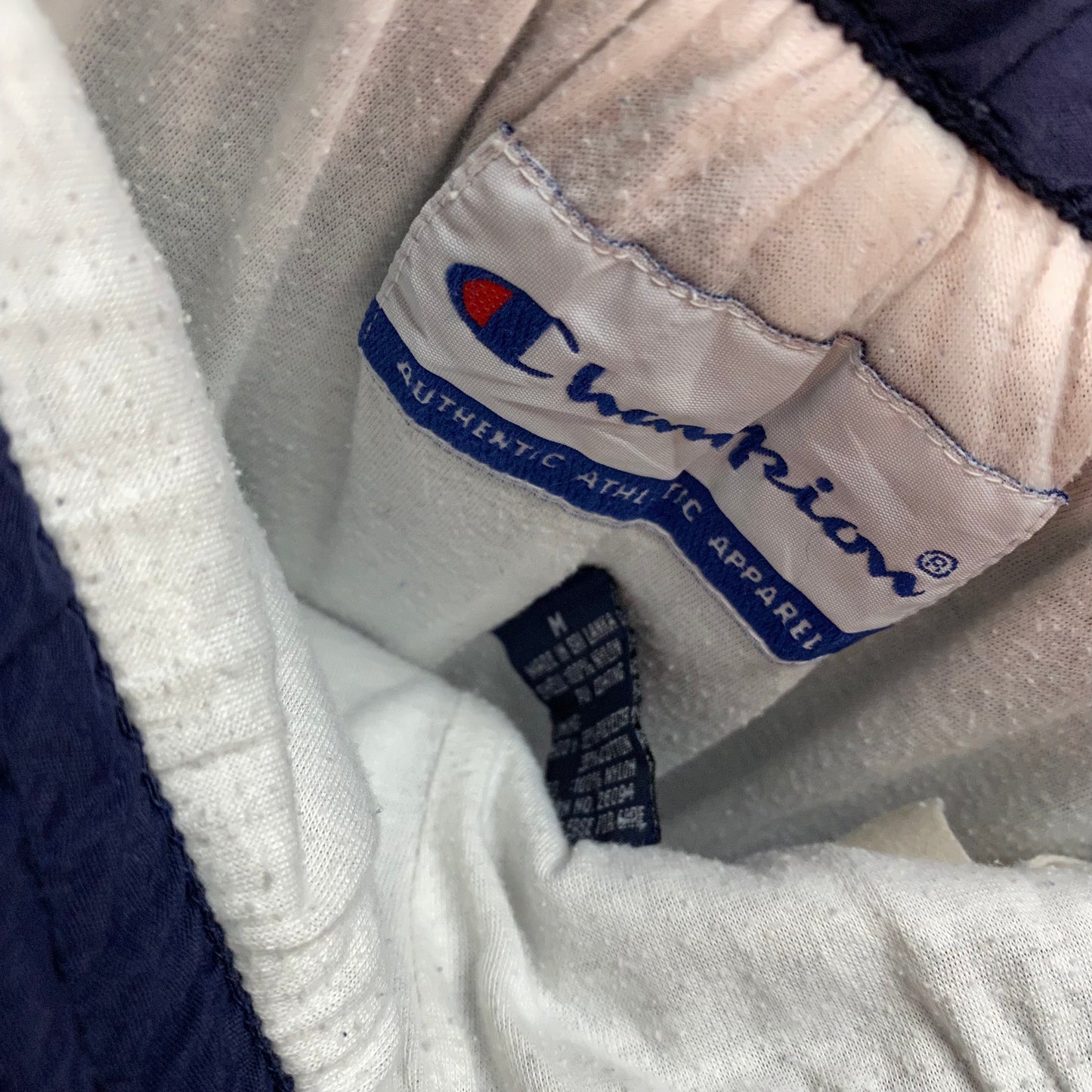 Vintage Champion 90's Dark Blue Nylon Parachute Track Pant Bottoms Size M